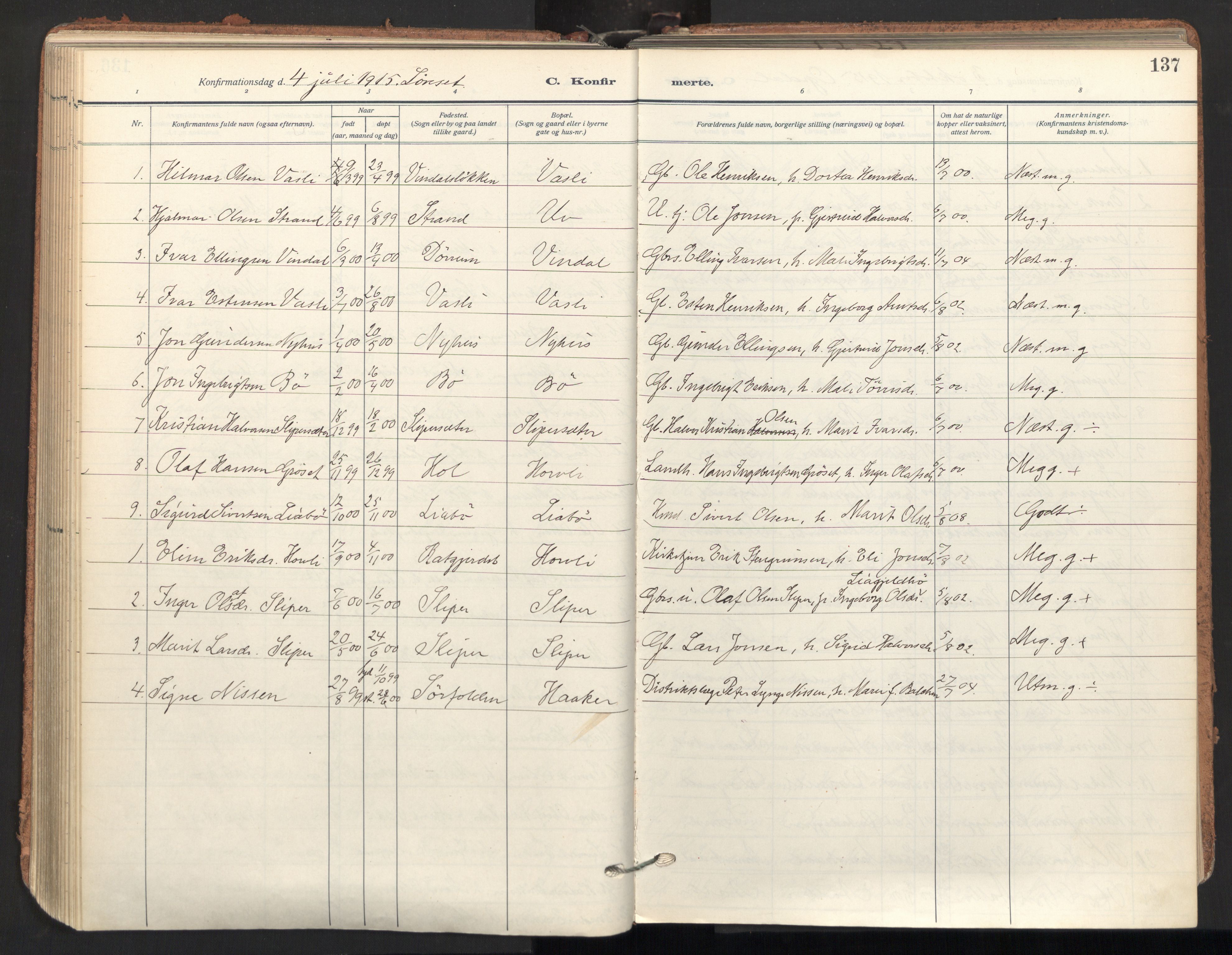 Ministerialprotokoller, klokkerbøker og fødselsregistre - Sør-Trøndelag, SAT/A-1456/678/L0909: Parish register (official) no. 678A17, 1912-1930, p. 137