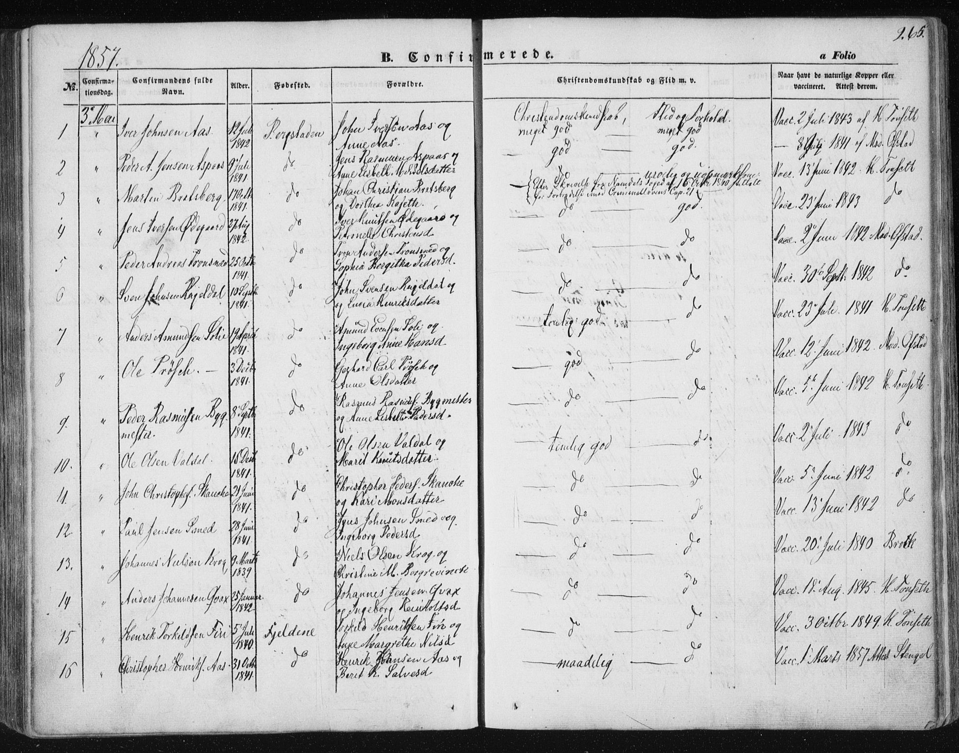 Ministerialprotokoller, klokkerbøker og fødselsregistre - Sør-Trøndelag, SAT/A-1456/681/L0931: Parish register (official) no. 681A09, 1845-1859, p. 265