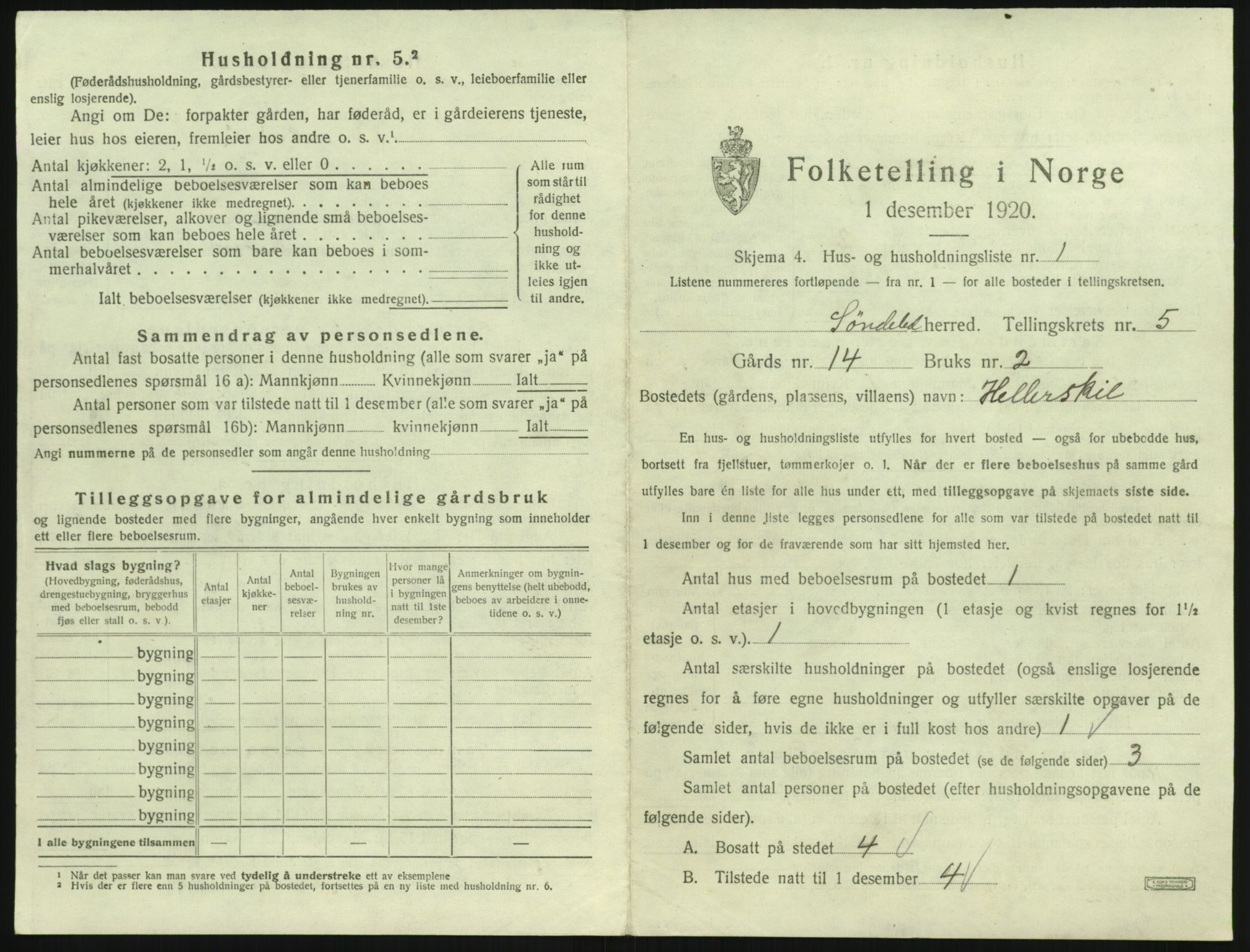 SAK, 1920 census for Søndeled, 1920, p. 393