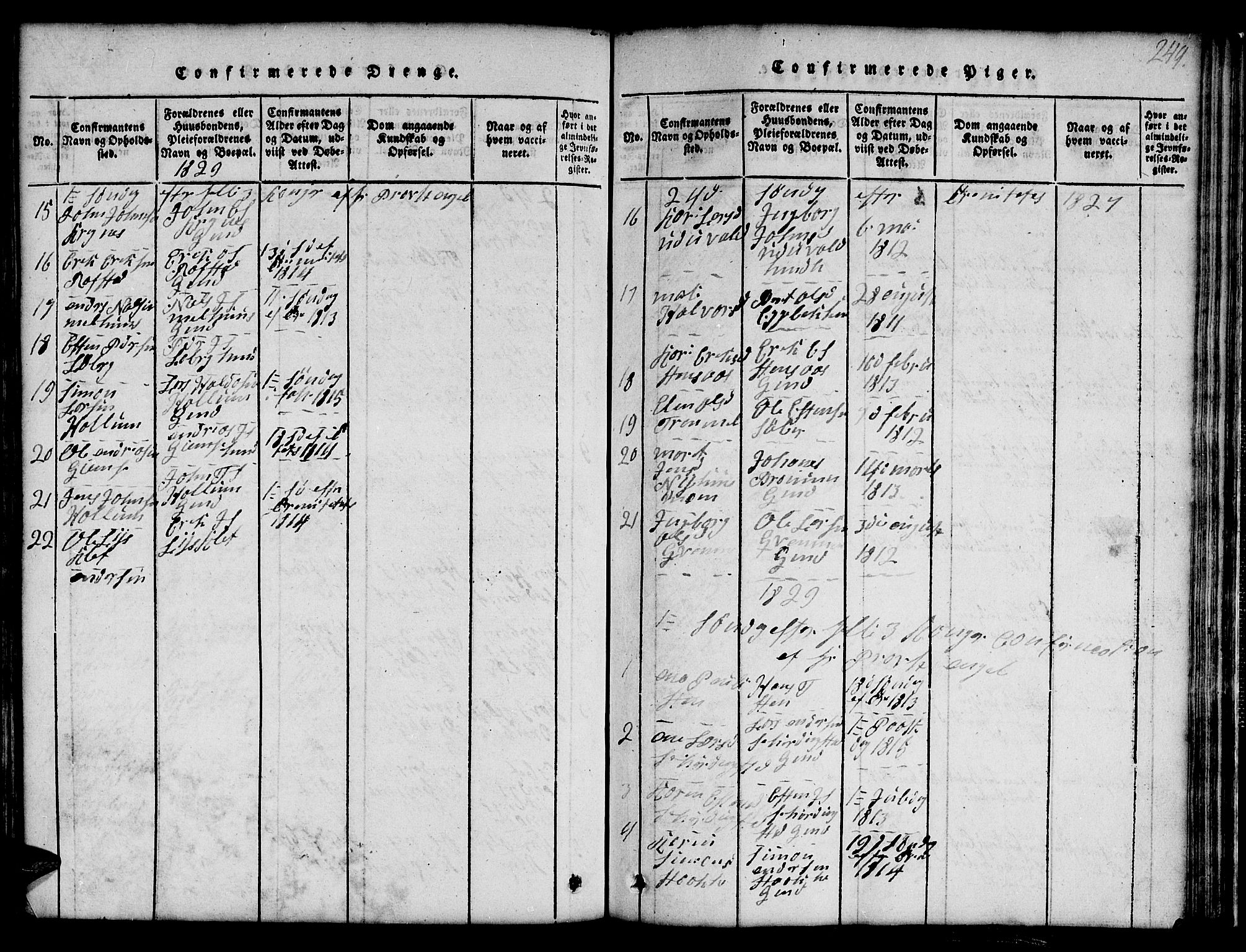 Ministerialprotokoller, klokkerbøker og fødselsregistre - Sør-Trøndelag, SAT/A-1456/691/L1092: Parish register (copy) no. 691C03, 1816-1852, p. 249