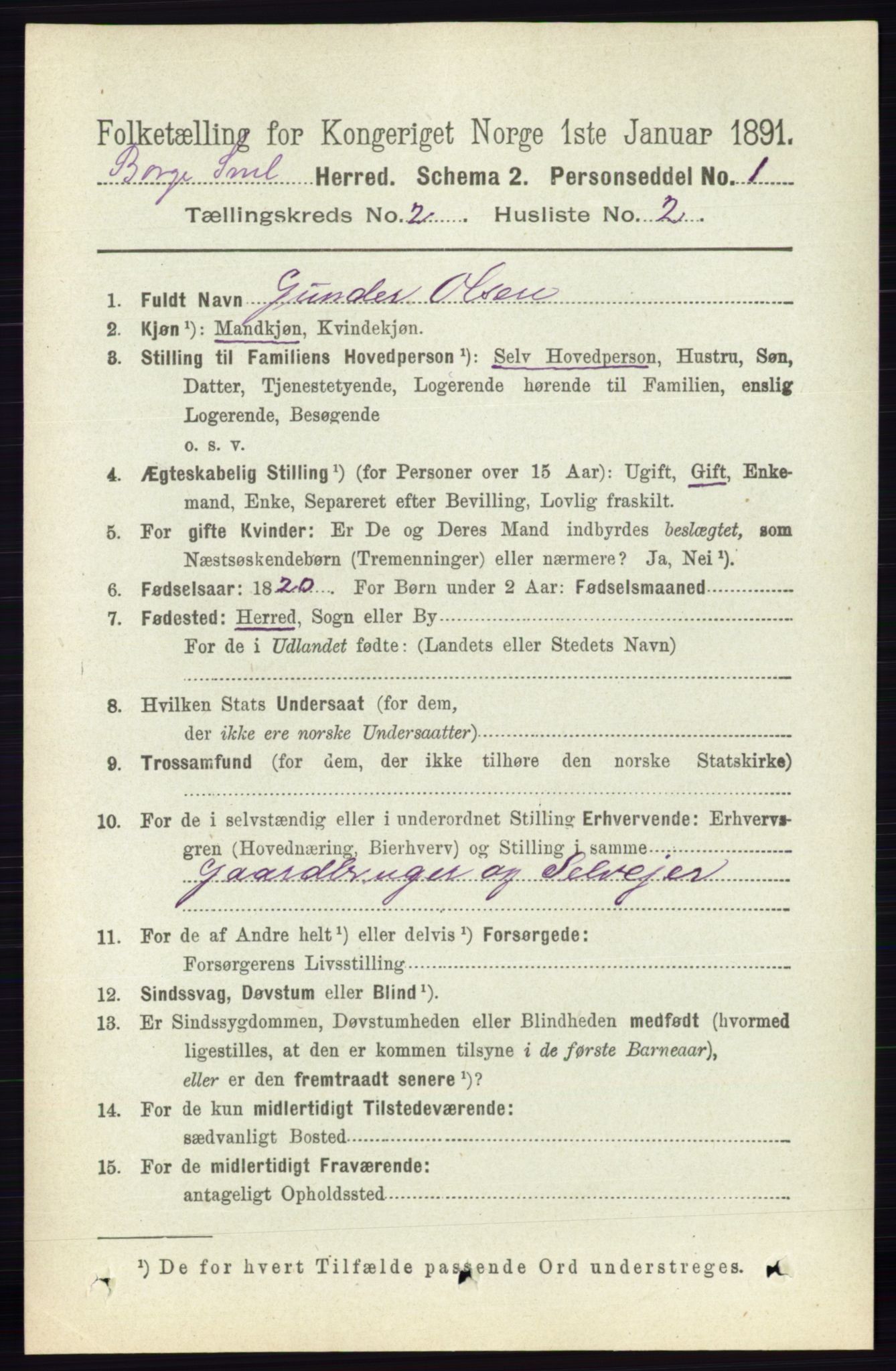 RA, 1891 census for 0113 Borge, 1891, p. 833