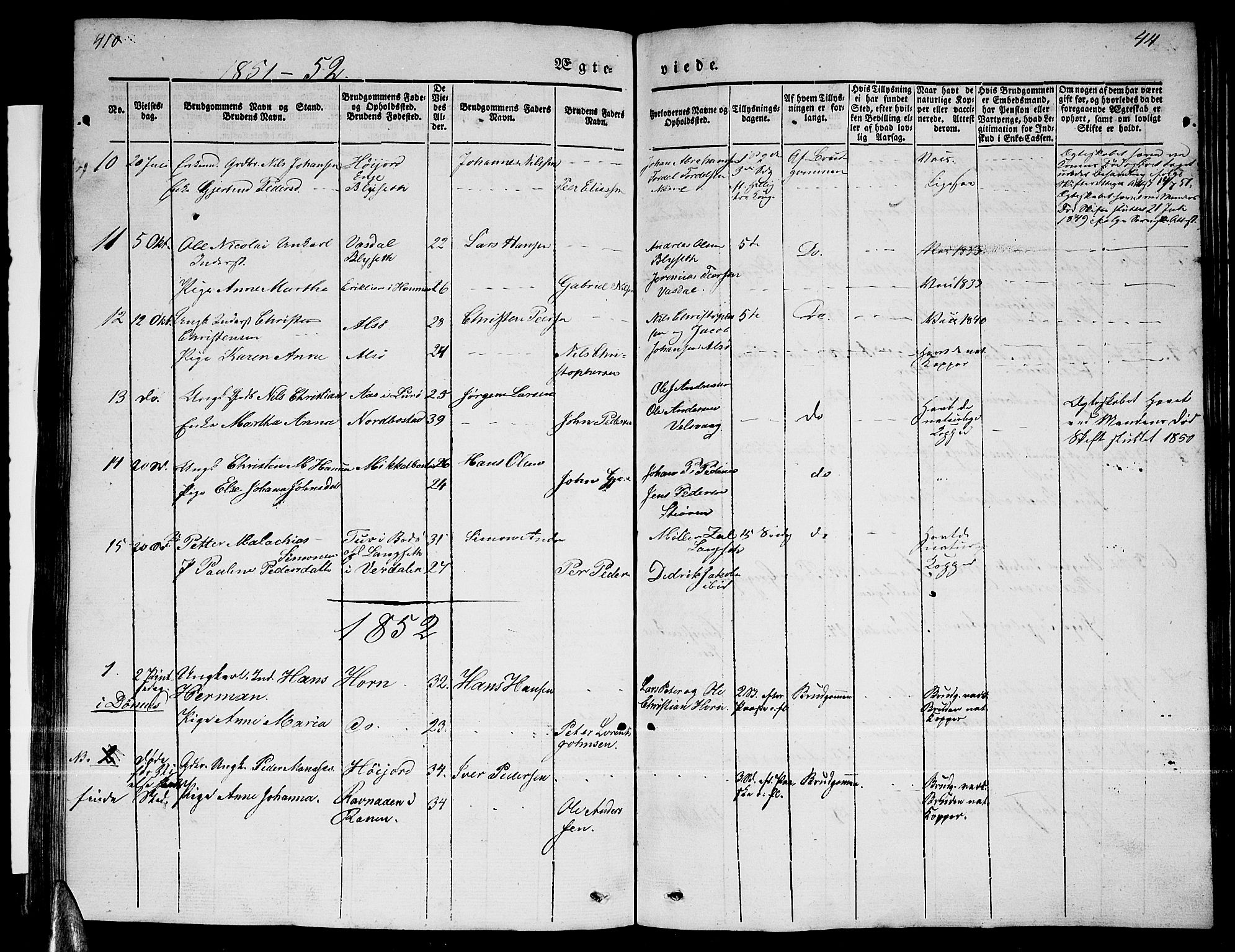 Ministerialprotokoller, klokkerbøker og fødselsregistre - Nordland, AV/SAT-A-1459/838/L0555: Parish register (copy) no. 838C02, 1842-1861, p. 410-411