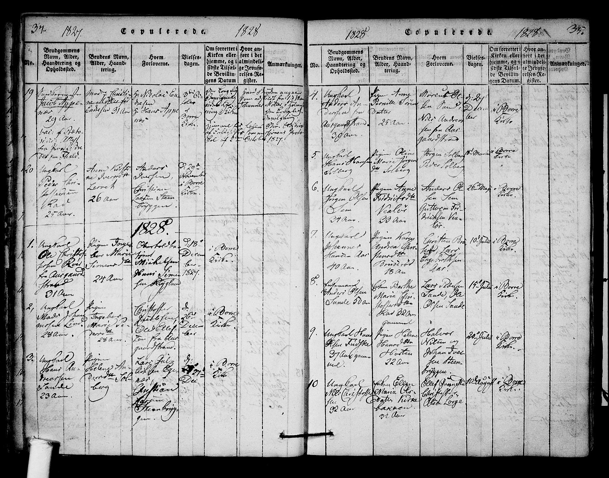Borre kirkebøker, SAKO/A-338/F/Fa/L0004: Parish register (official) no. I 4, 1815-1845, p. 34-35