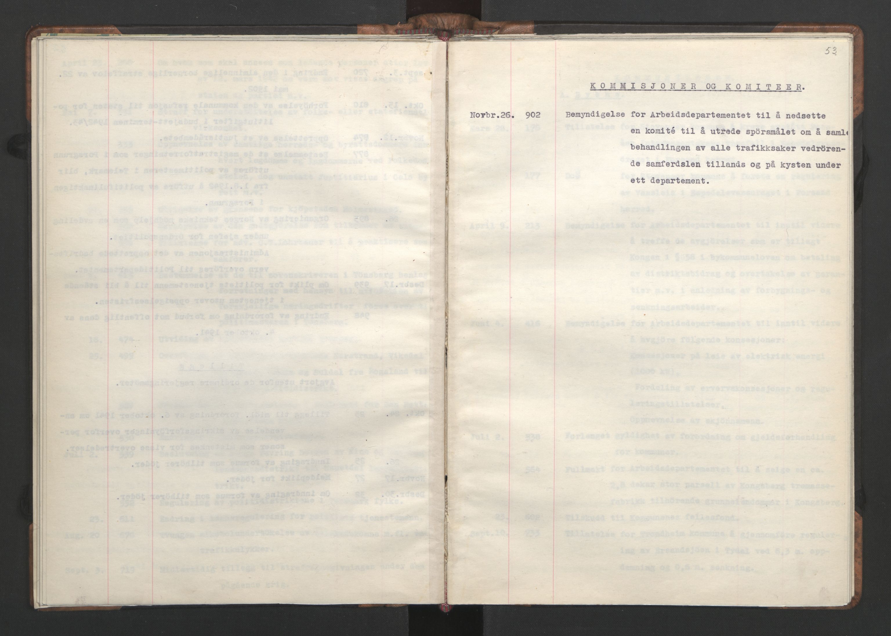 NS-administrasjonen 1940-1945 (Statsrådsekretariatet, de kommisariske statsråder mm), AV/RA-S-4279/D/Da/L0002: Register (RA j.nr. 985/1943, tilgangsnr. 17/1943), 1942, p. 56