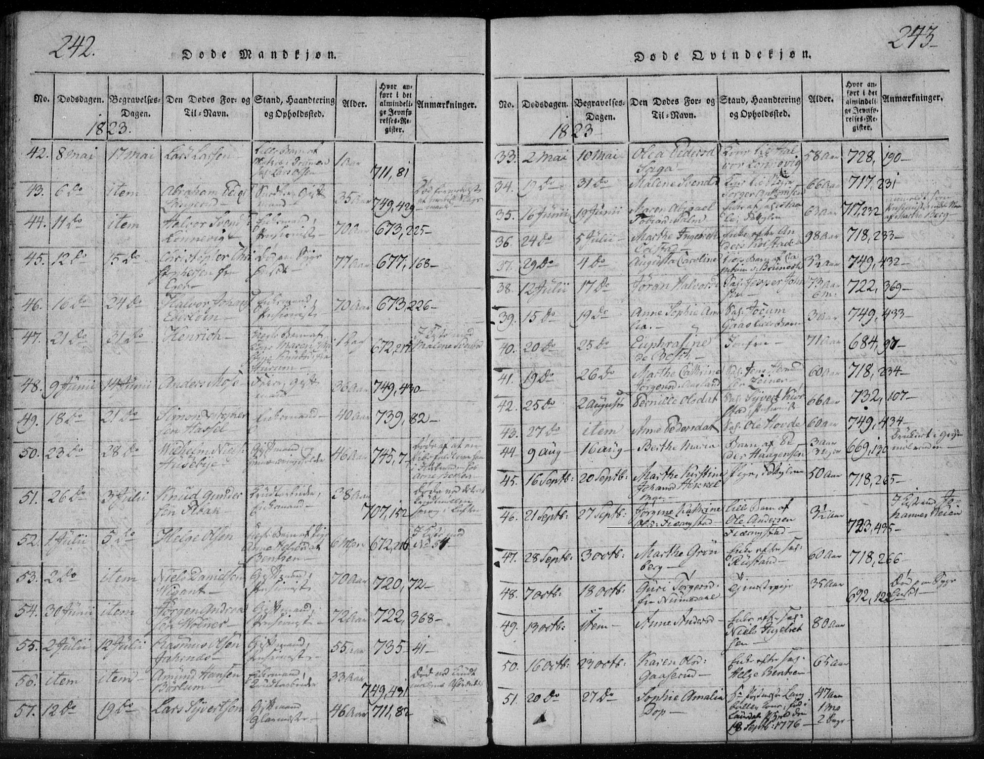 Kongsberg kirkebøker, AV/SAKO-A-22/F/Fa/L0008: Parish register (official) no. I 8, 1816-1839, p. 242-243