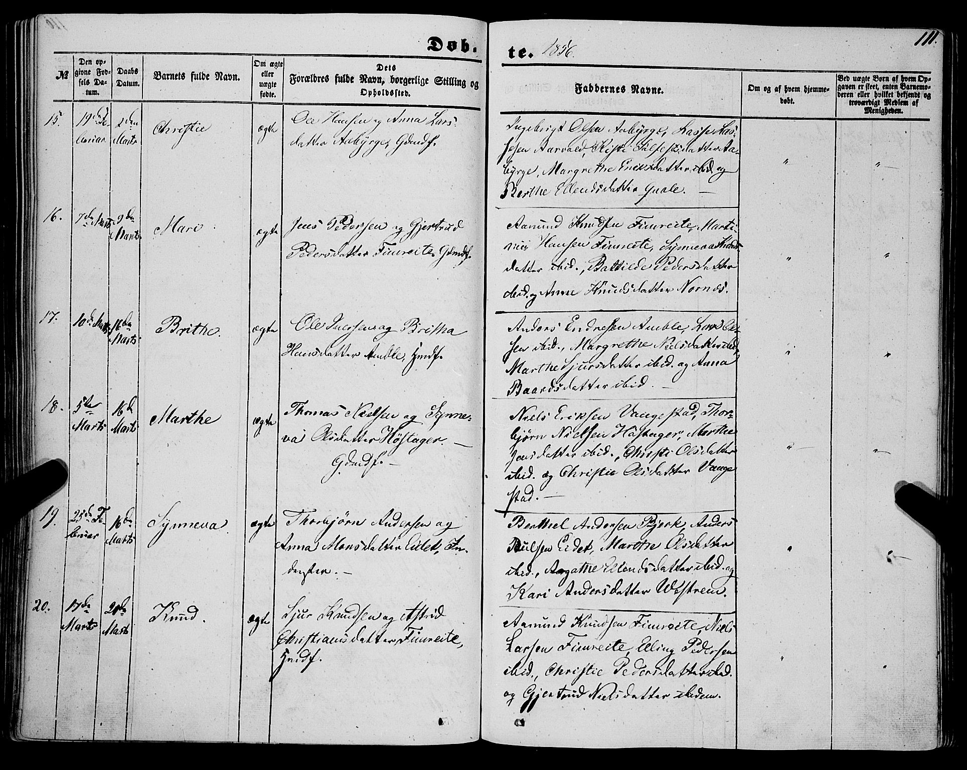 Sogndal sokneprestembete, AV/SAB-A-81301/H/Haa/Haaa/L0012I: Parish register (official) no. A 12I, 1847-1859, p. 111