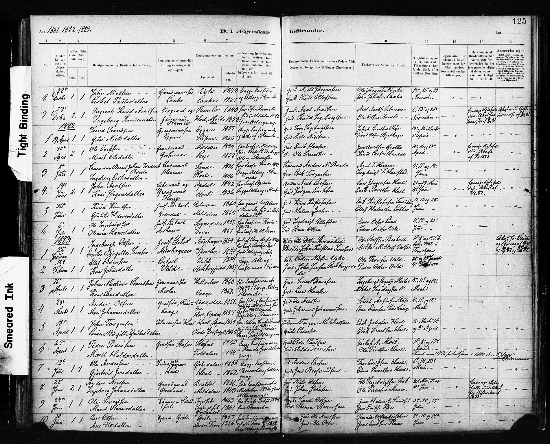 Ministerialprotokoller, klokkerbøker og fødselsregistre - Sør-Trøndelag, SAT/A-1456/674/L0871: Parish register (official) no. 674A03, 1880-1896, p. 125