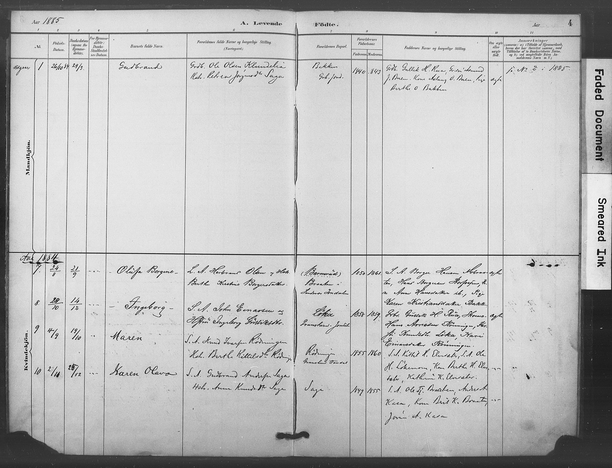 Kongsberg kirkebøker, SAKO/A-22/F/Fc/L0001: Parish register (official) no. III 1, 1883-1897, p. 4