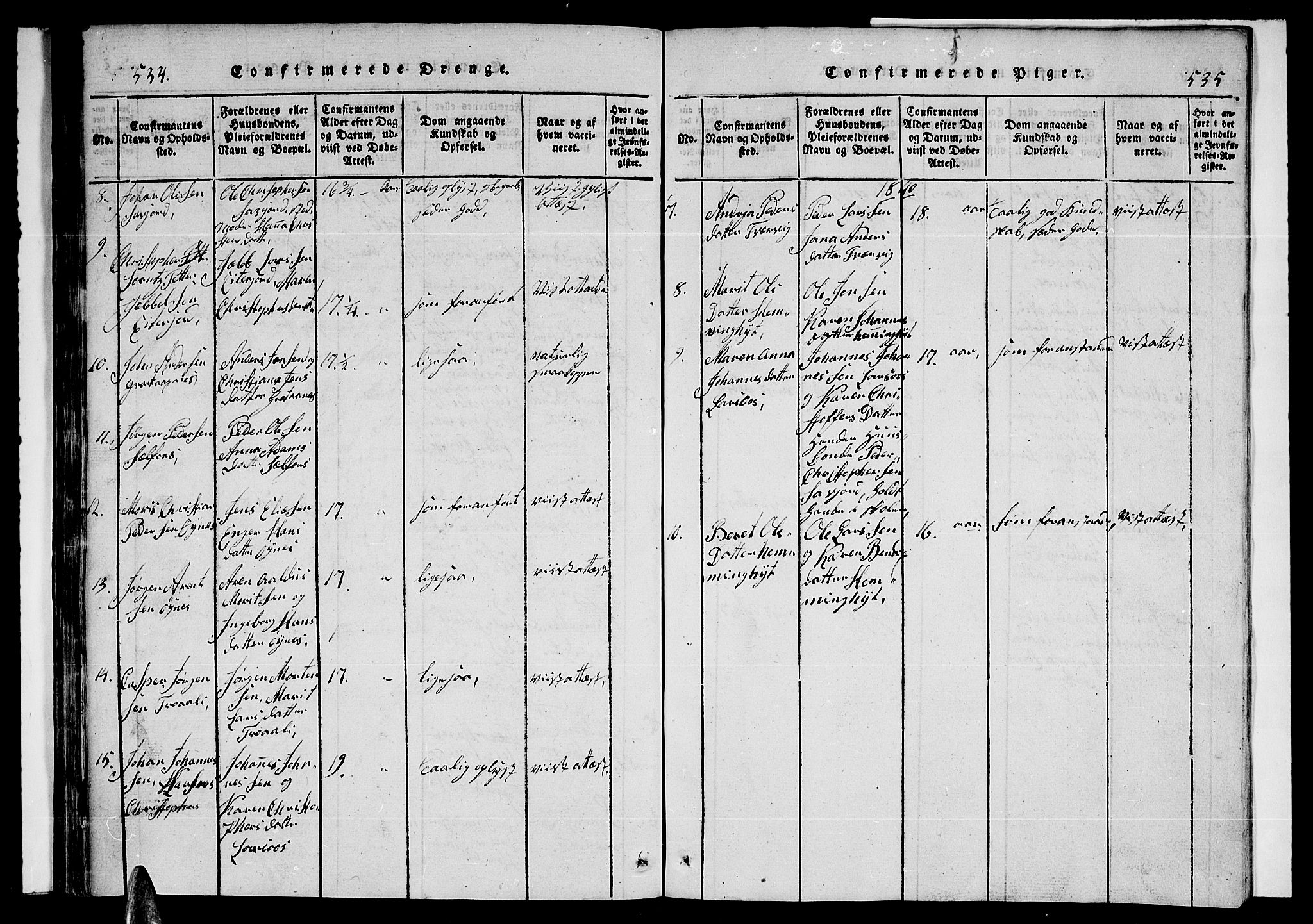 Ministerialprotokoller, klokkerbøker og fødselsregistre - Nordland, AV/SAT-A-1459/846/L0651: Parish register (copy) no. 846C01, 1821-1841, p. 534-535