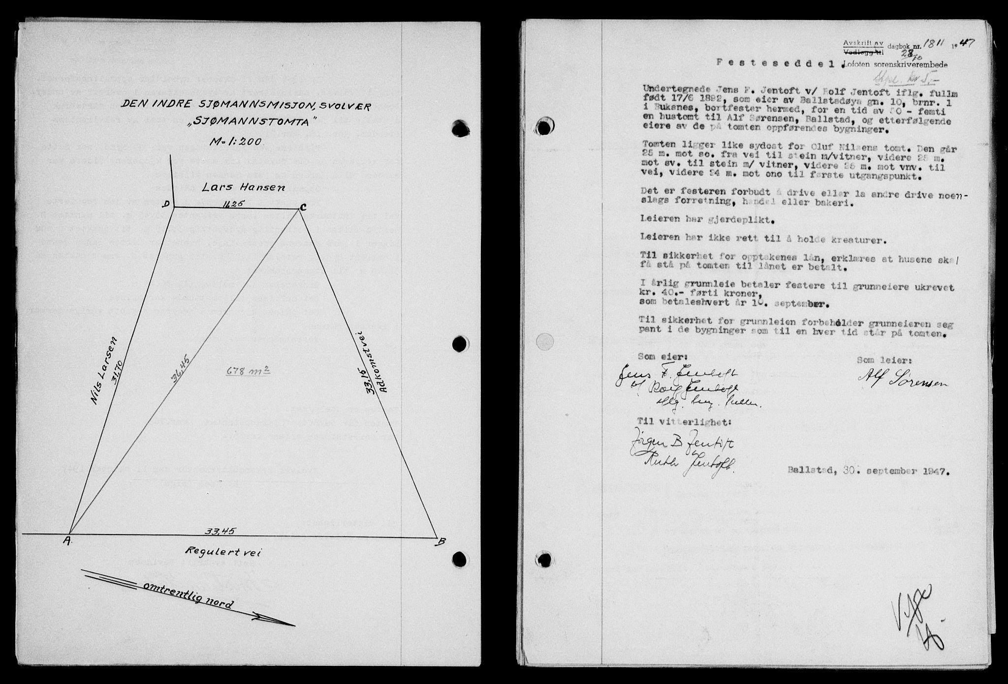 Lofoten sorenskriveri, SAT/A-0017/1/2/2C/L0017a: Mortgage book no. 17a, 1947-1948, Diary no: : 1811/1947