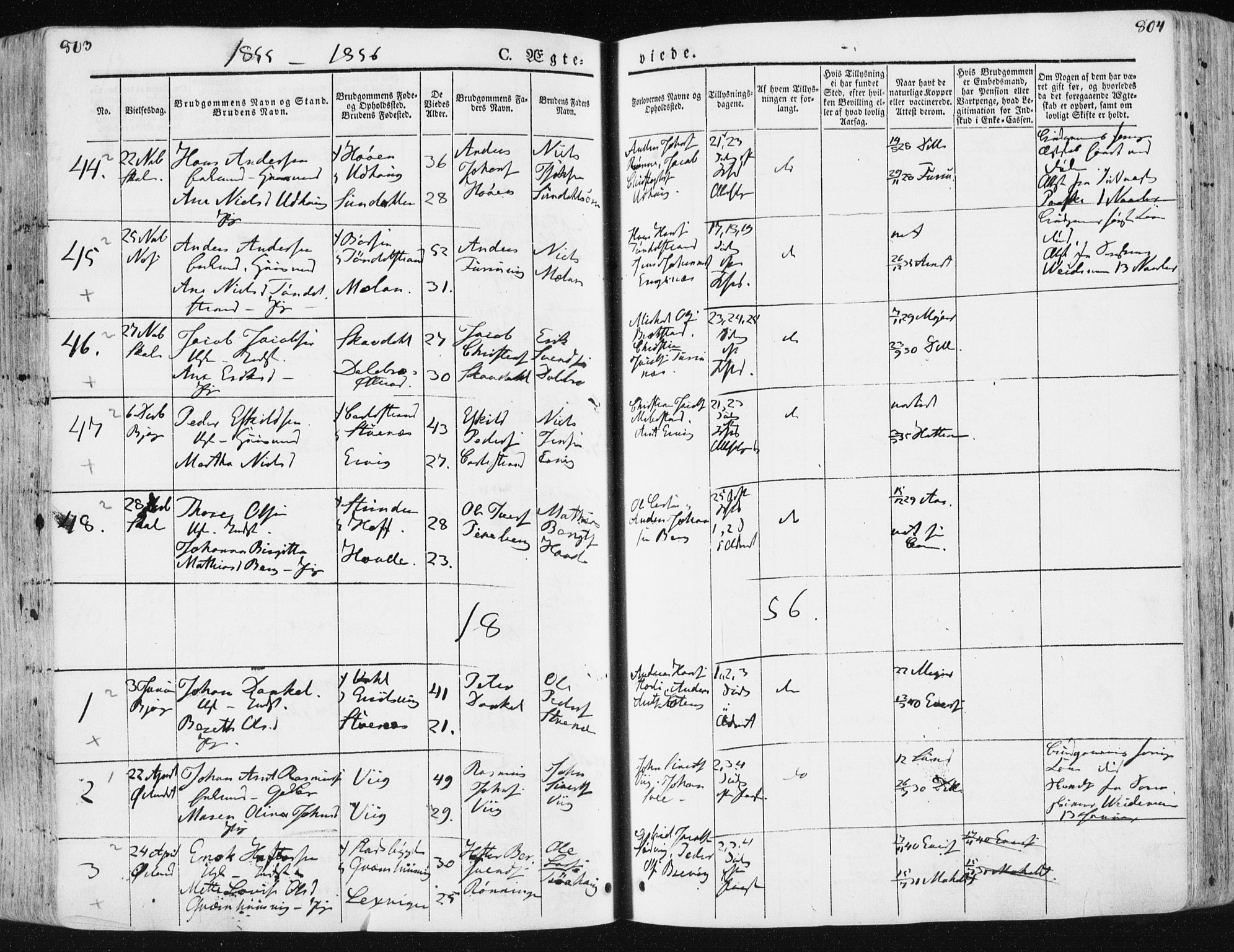Ministerialprotokoller, klokkerbøker og fødselsregistre - Sør-Trøndelag, SAT/A-1456/659/L0736: Parish register (official) no. 659A06, 1842-1856, p. 803-804