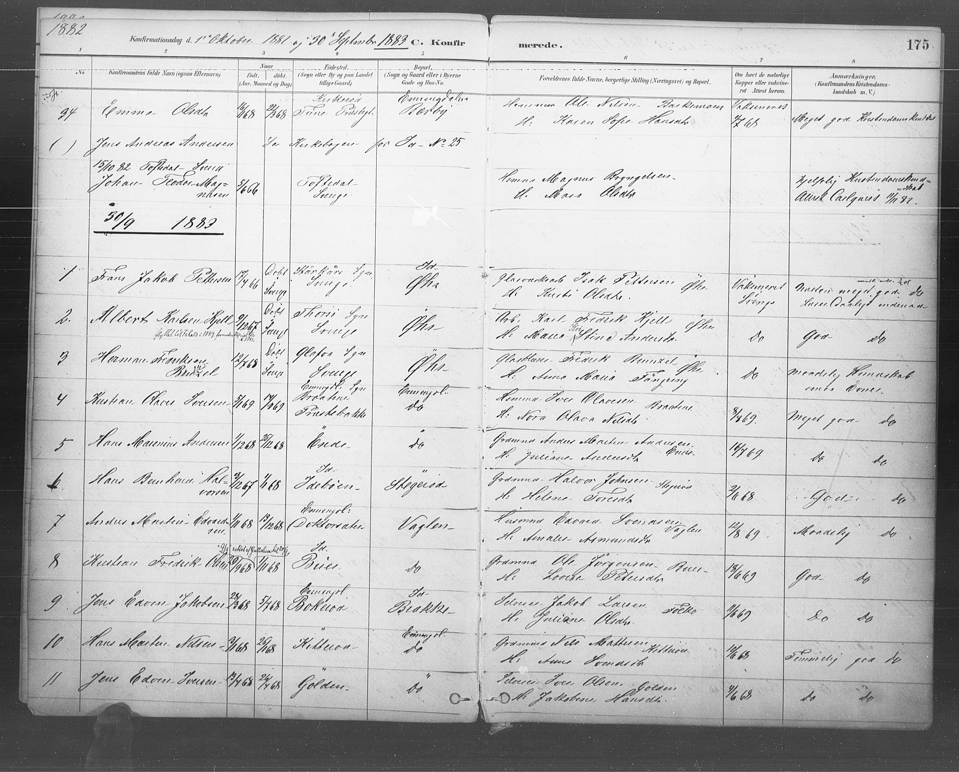 Idd prestekontor Kirkebøker, SAO/A-10911/F/Fb/L0002: Parish register (official) no. II 2, 1882-1923, p. 175