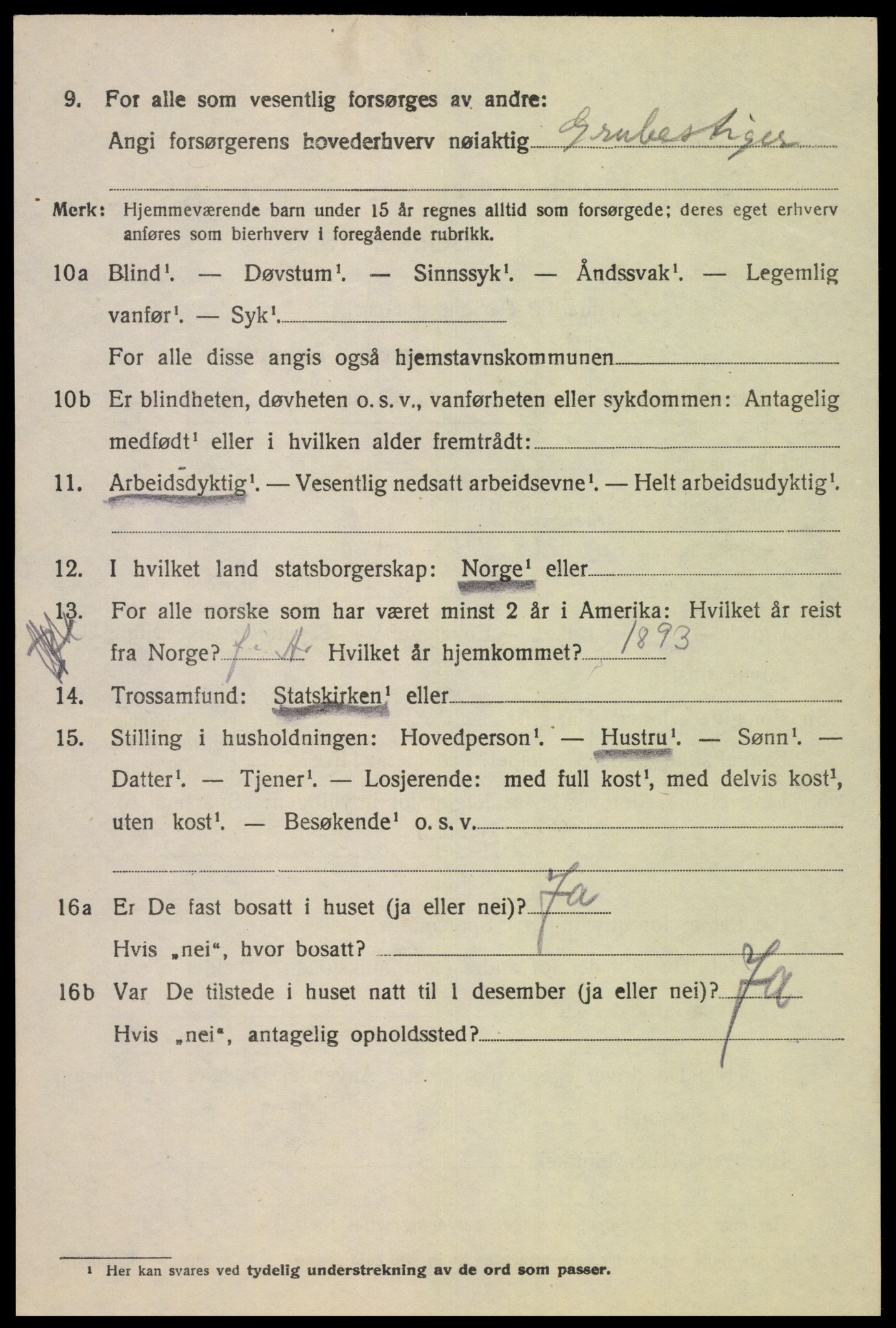 SAK, 1920 census for Øvre Sirdal, 1920, p. 1312