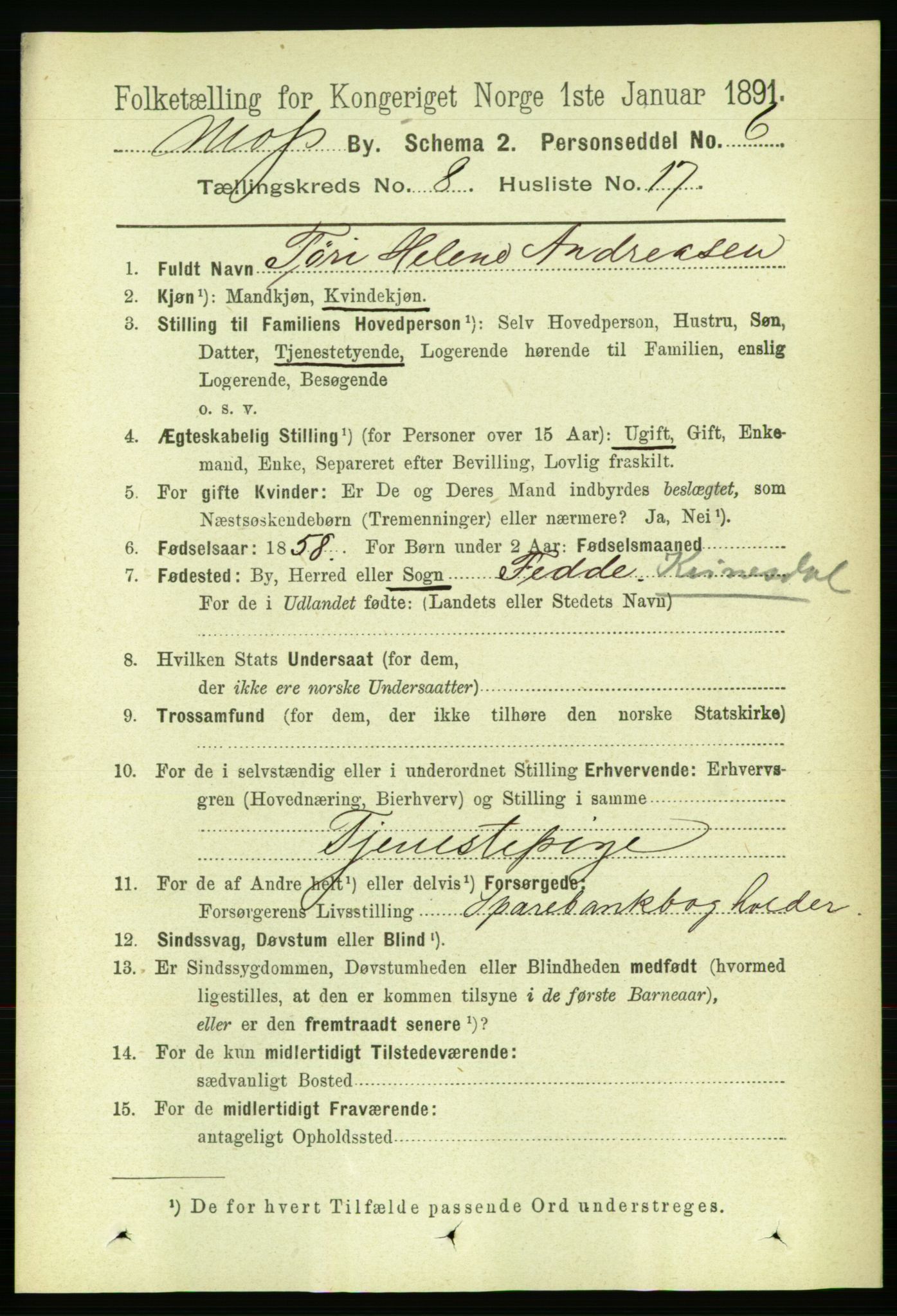 RA, 1891 census for 0104 Moss, 1891, p. 5042