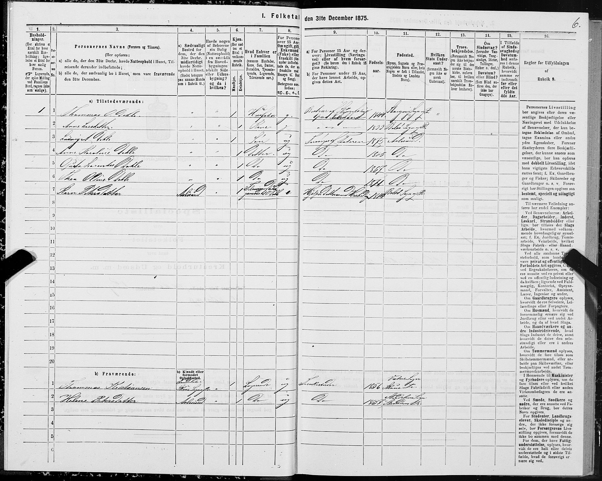 SAT, 1875 census for 1531P Borgund, 1875, p. 2006