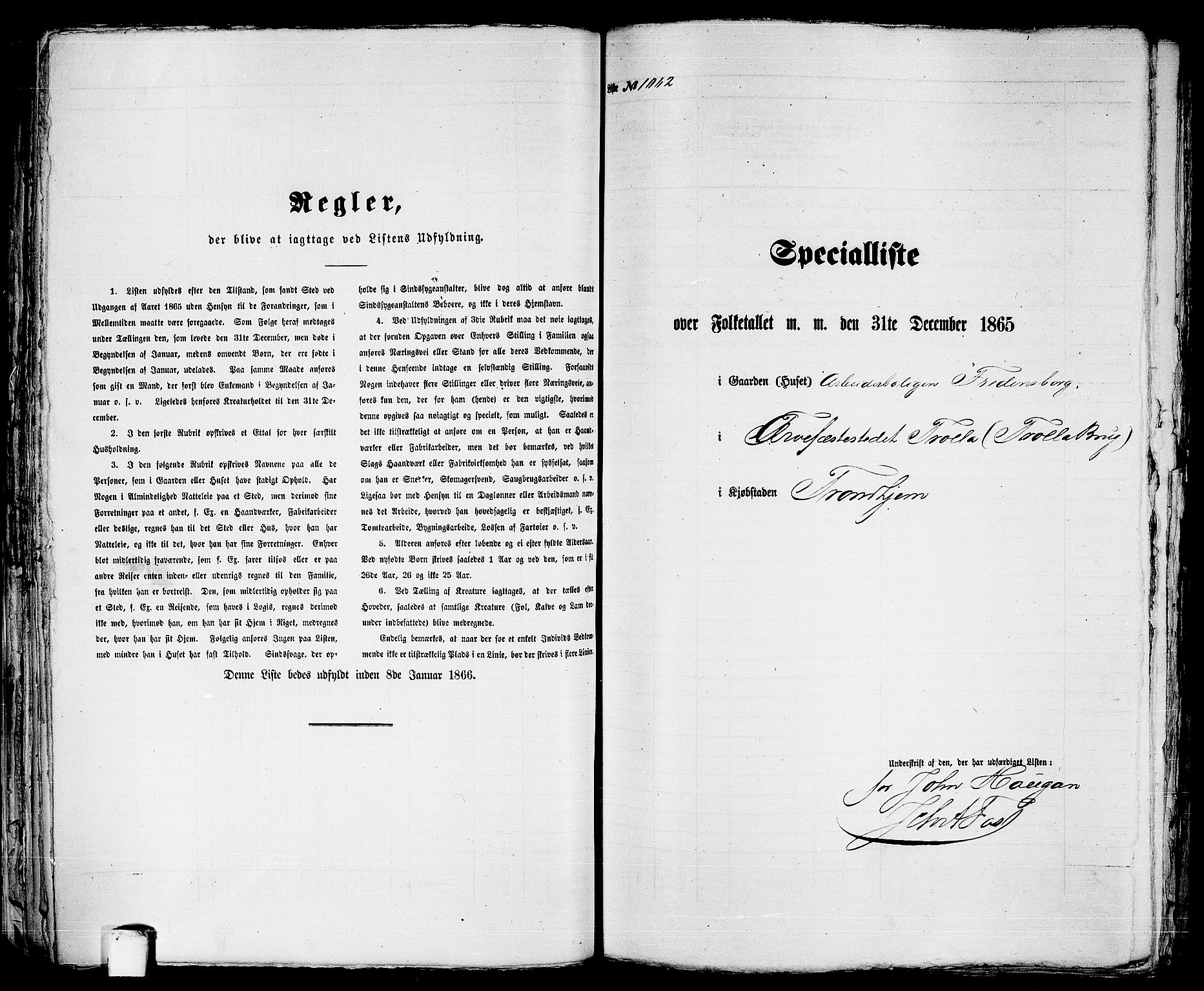 RA, 1865 census for Trondheim, 1865, p. 2205