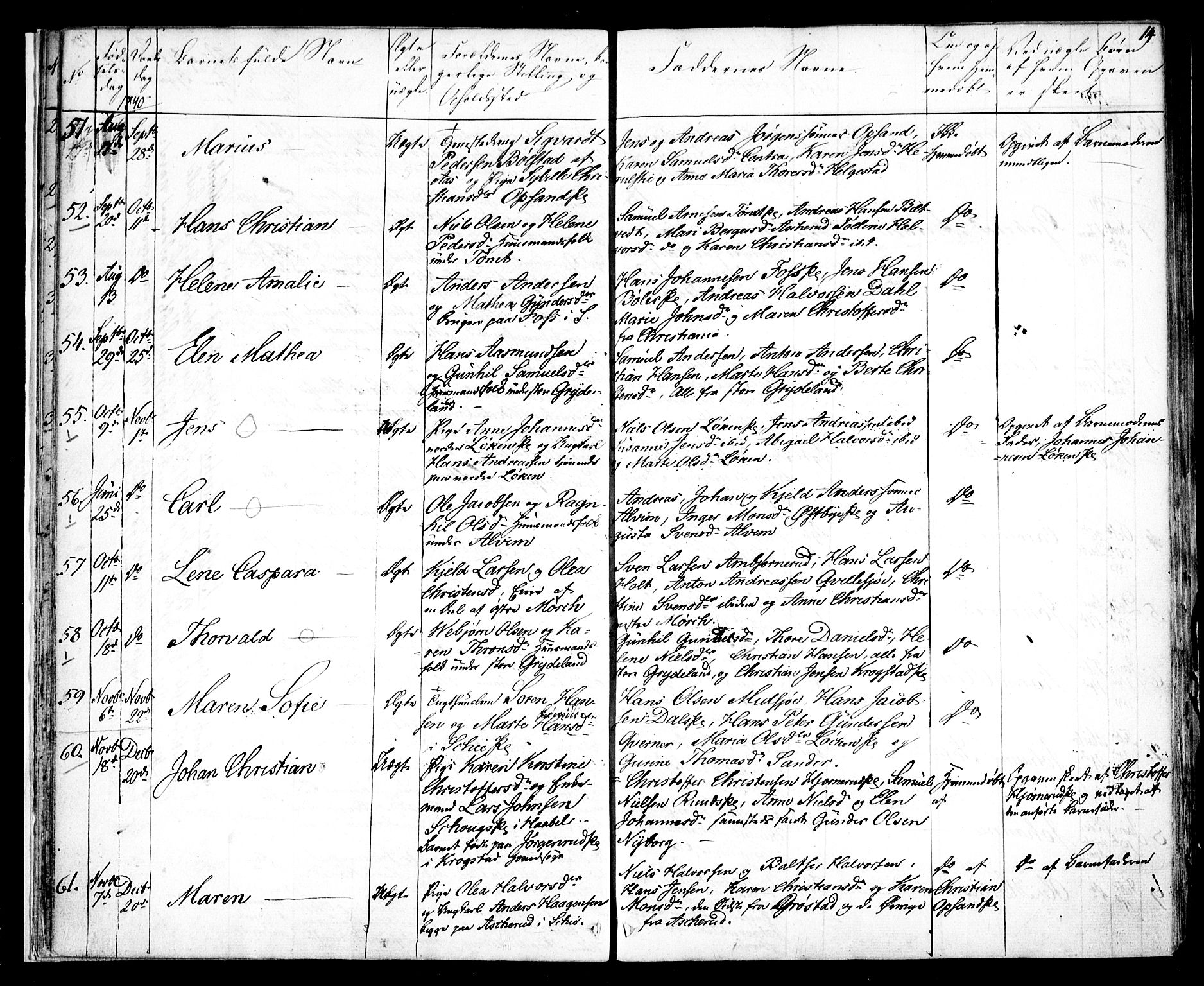 Kråkstad prestekontor Kirkebøker, AV/SAO-A-10125a/F/Fa/L0005: Parish register (official) no. I 5, 1837-1847, p. 14