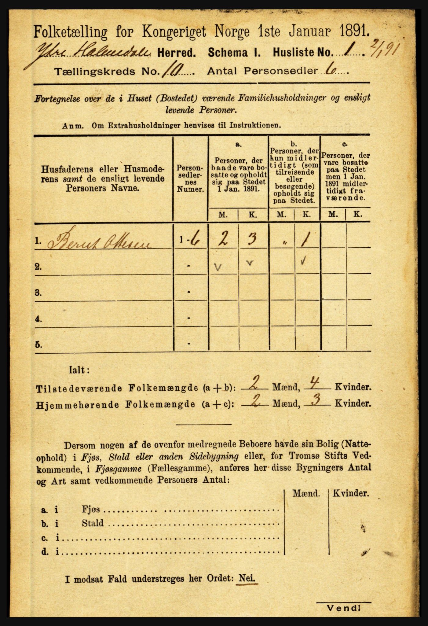 RA, 1891 census for 1429 Ytre Holmedal, 1891, p. 2228