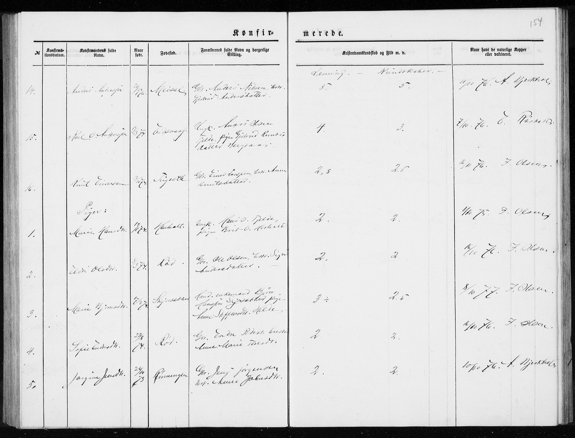 Ministerialprotokoller, klokkerbøker og fødselsregistre - Møre og Romsdal, AV/SAT-A-1454/551/L0631: Parish register (copy) no. 551C03, 1886-1894, p. 154