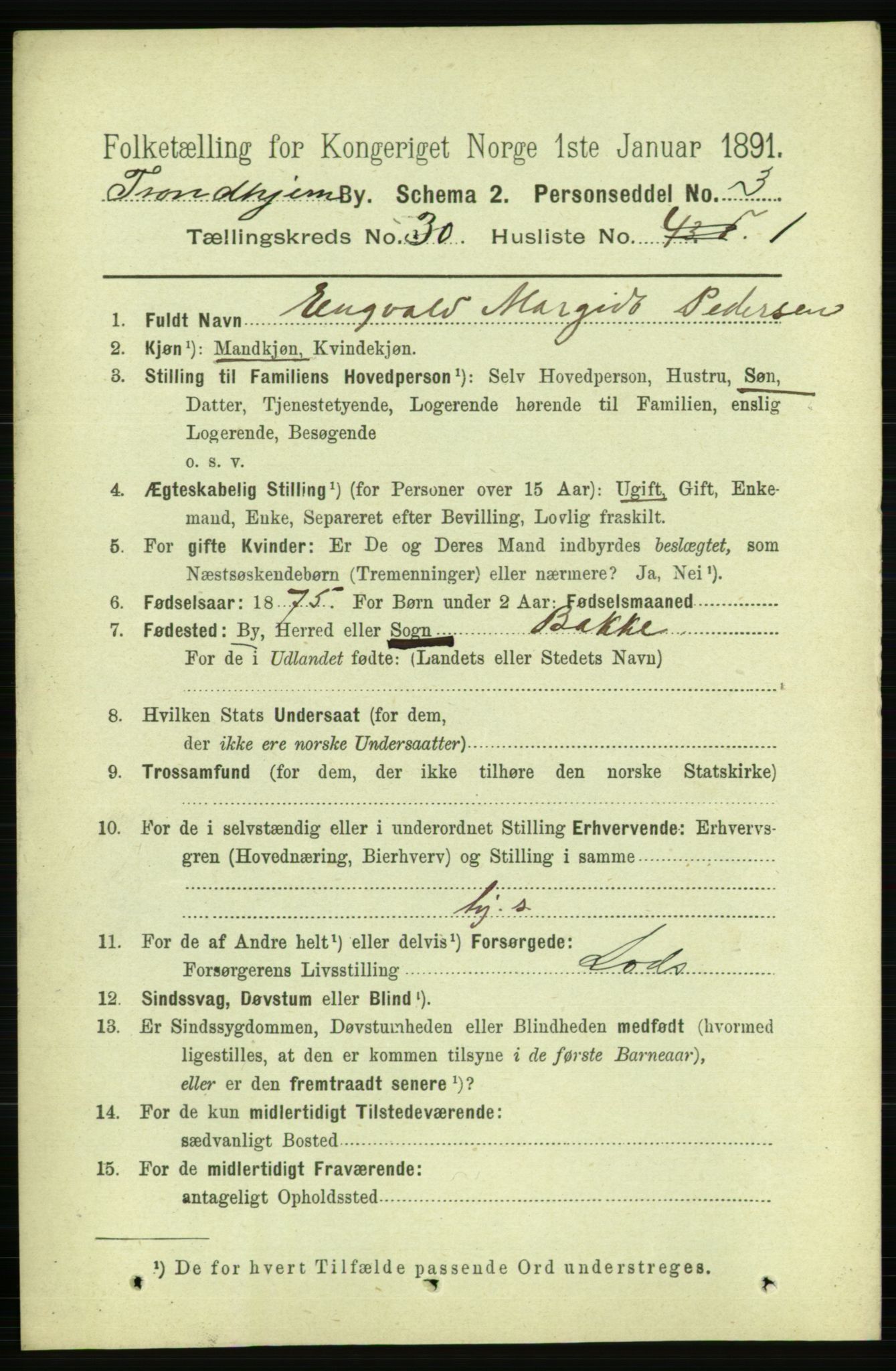 RA, 1891 census for 1601 Trondheim, 1891, p. 22226