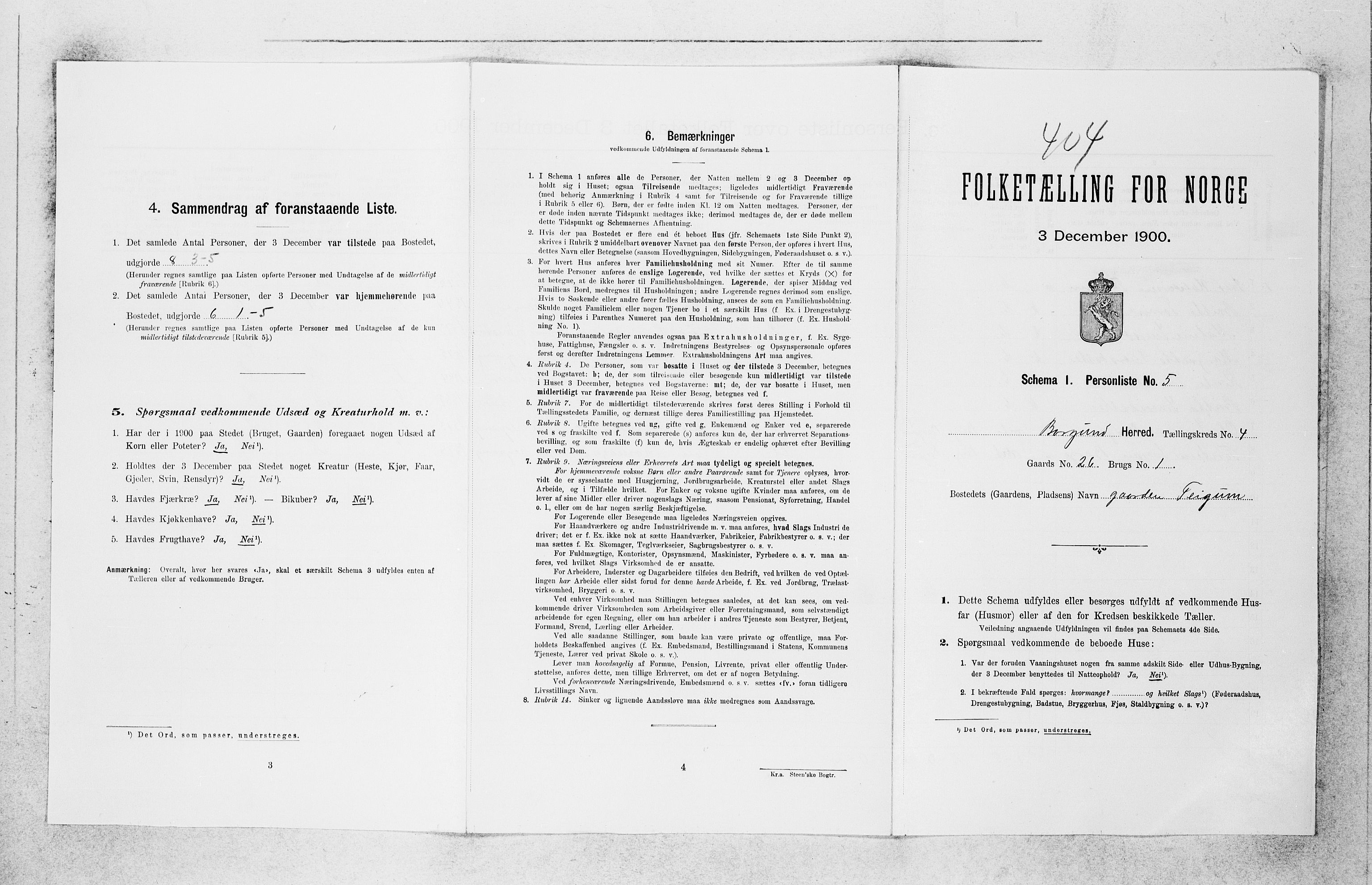 SAB, 1900 census for Borgund, 1900, p. 195