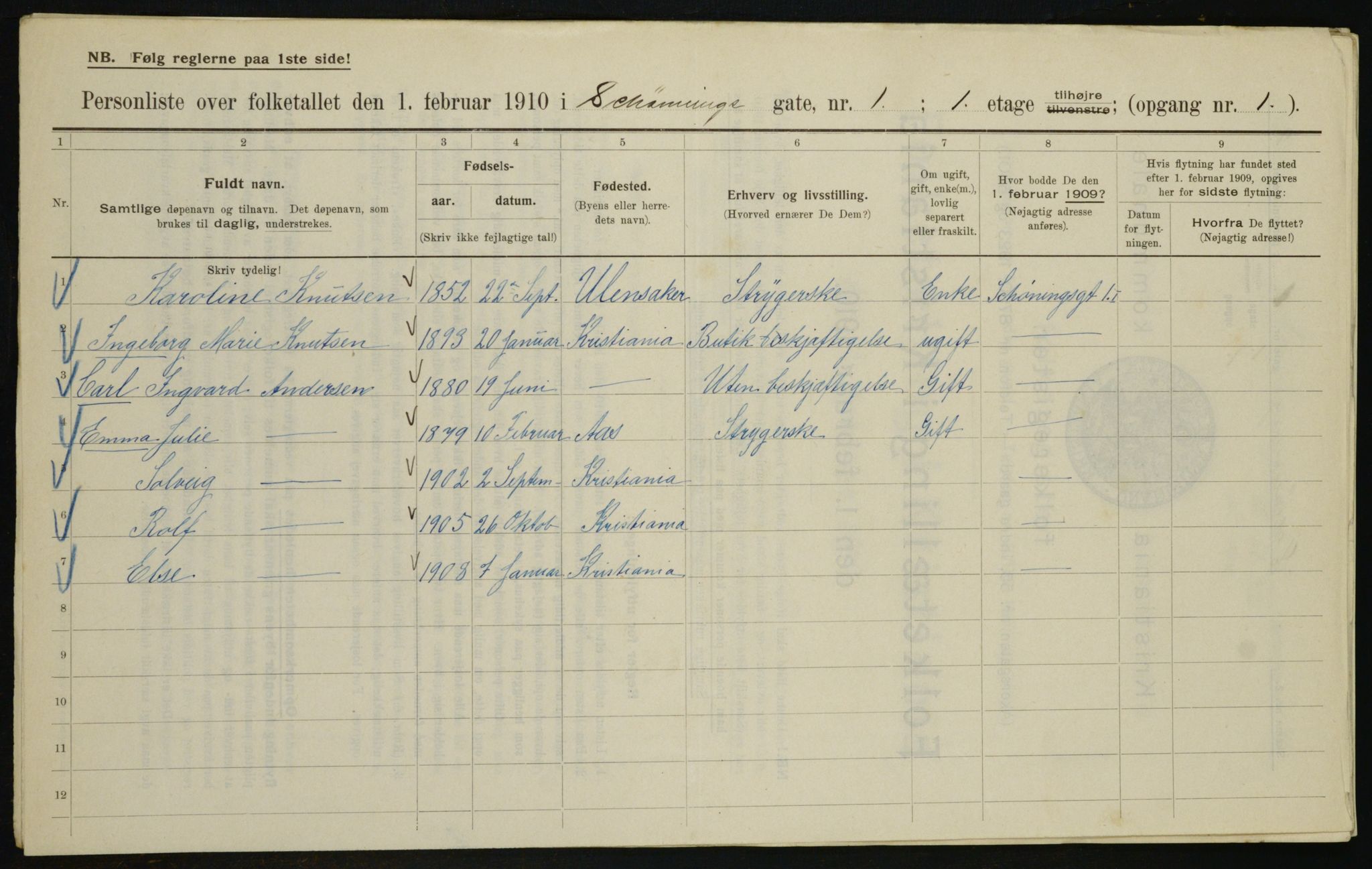 OBA, Municipal Census 1910 for Kristiania, 1910, p. 89138