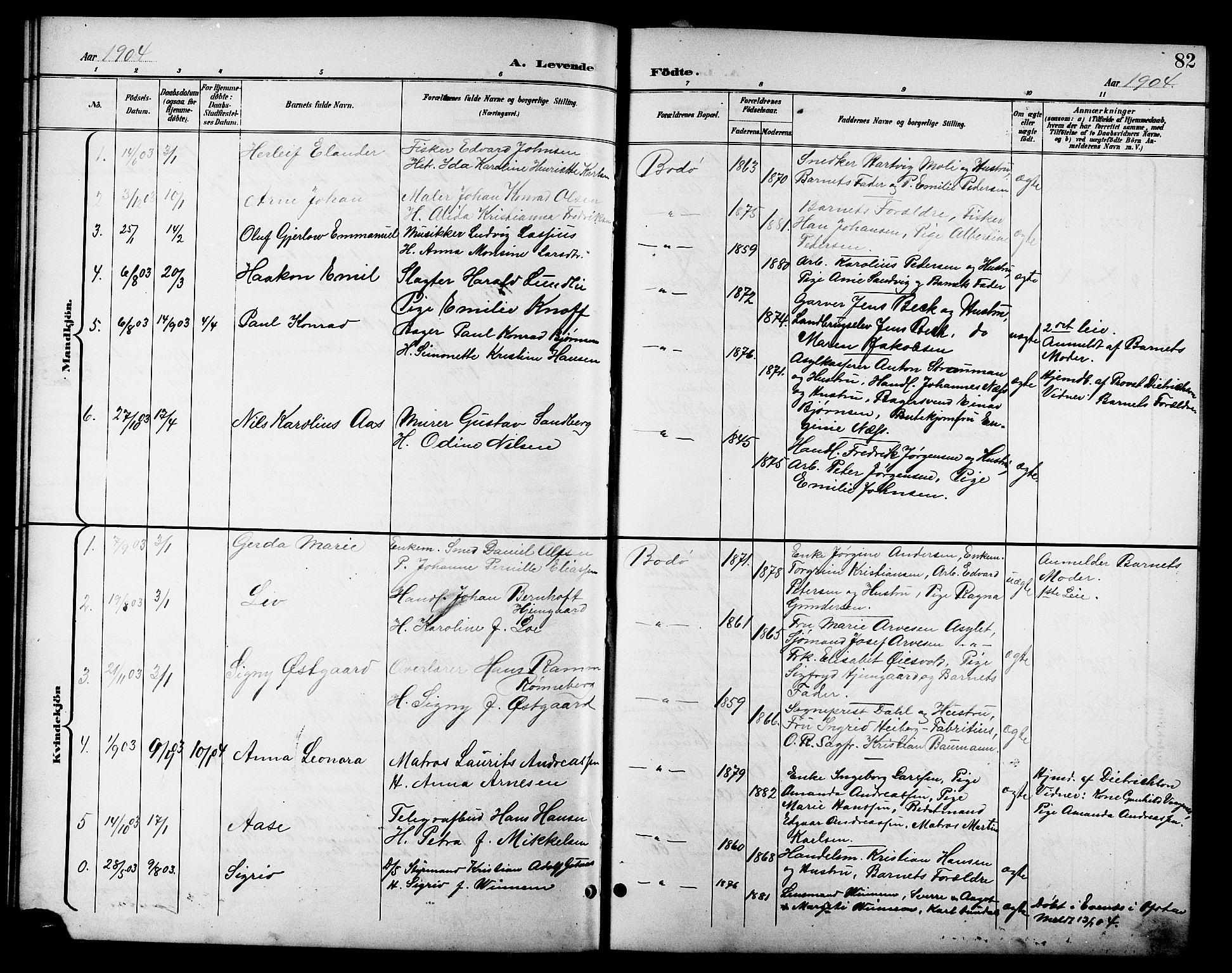 Ministerialprotokoller, klokkerbøker og fødselsregistre - Nordland, SAT/A-1459/801/L0033: Parish register (copy) no. 801C08, 1898-1910, p. 82