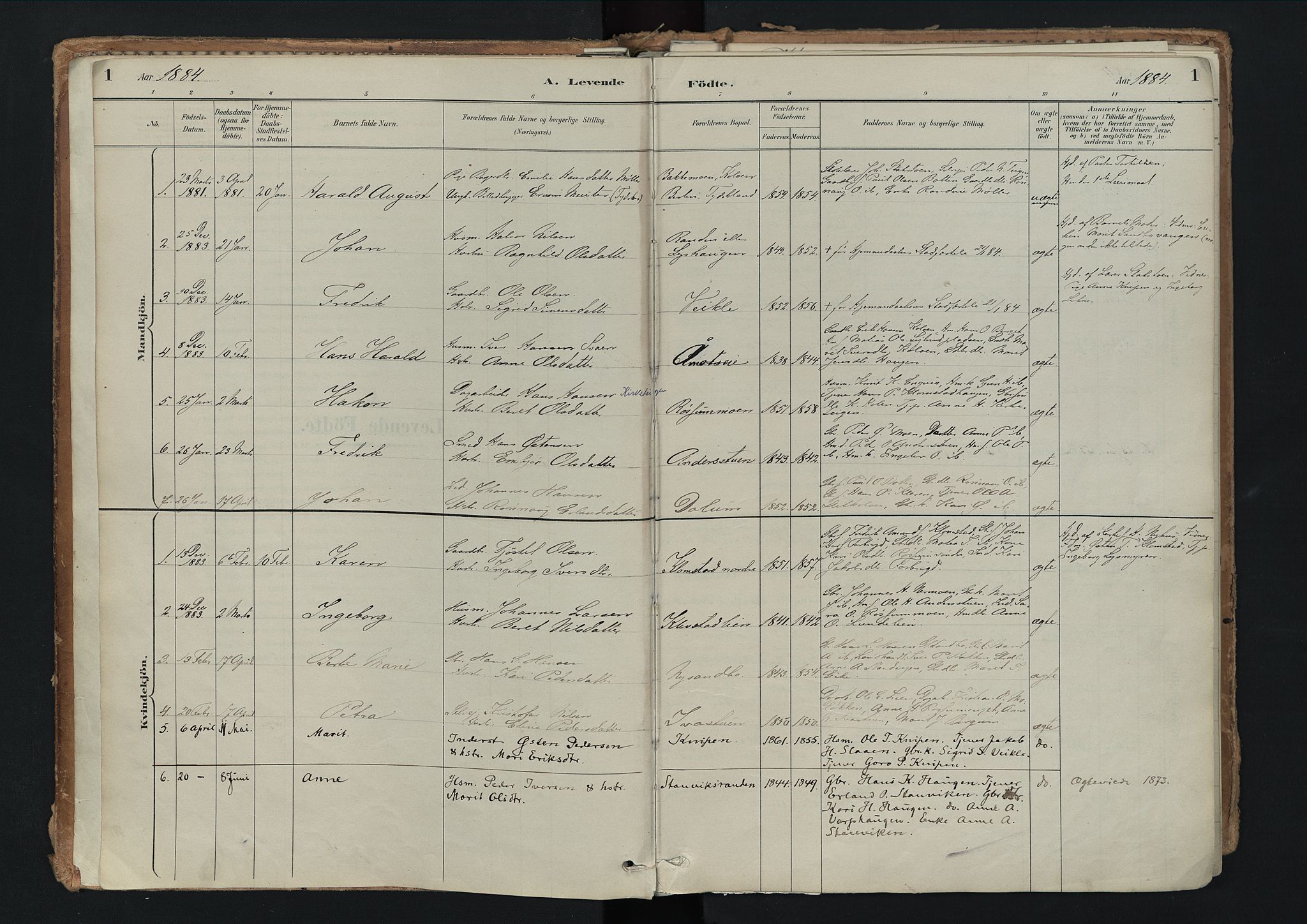 Nord-Fron prestekontor, SAH/PREST-080/H/Ha/Haa/L0003: Parish register (official) no. 3, 1884-1914, p. 1