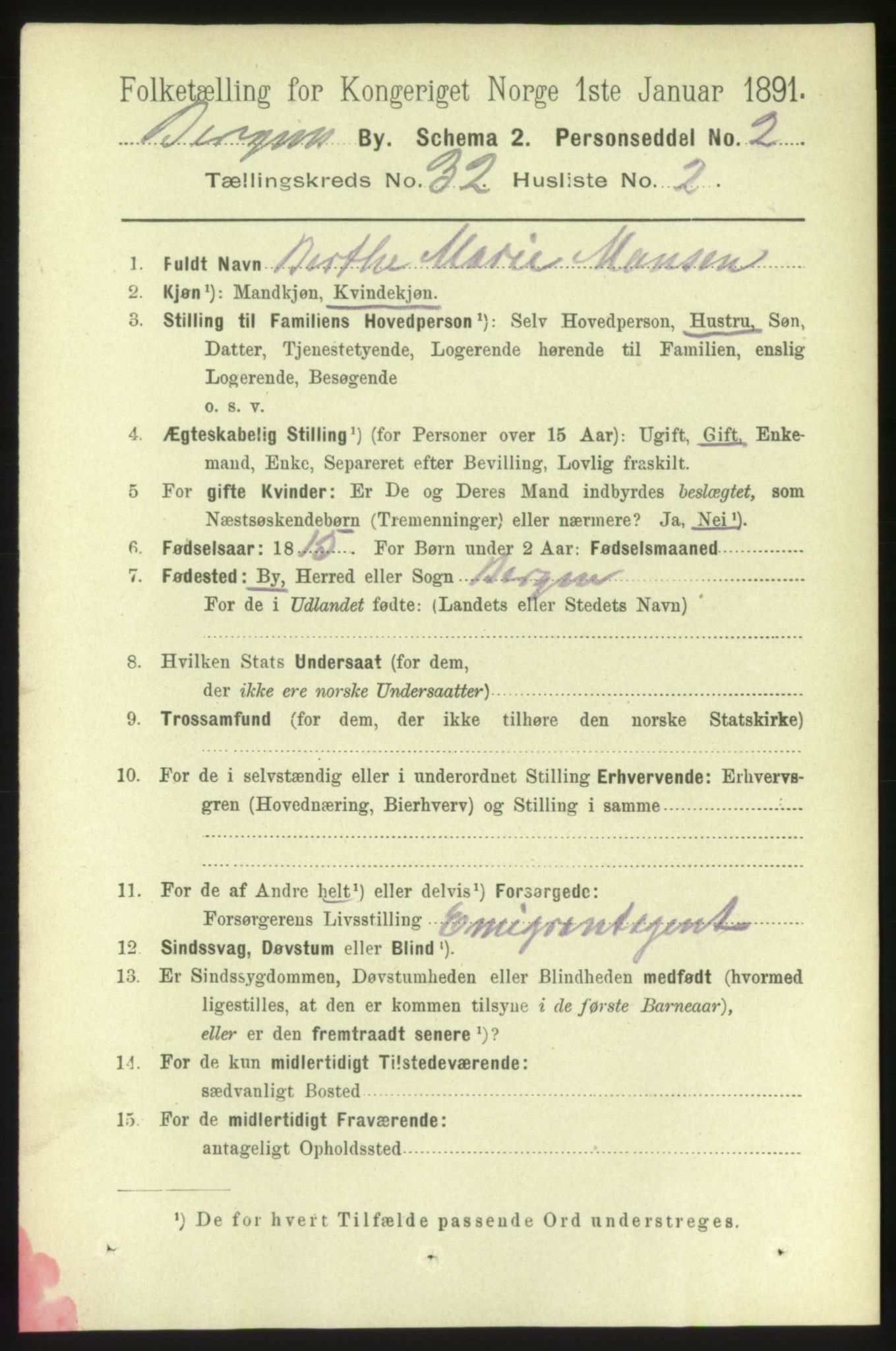 RA, 1891 Census for 1301 Bergen, 1891, p. 40012