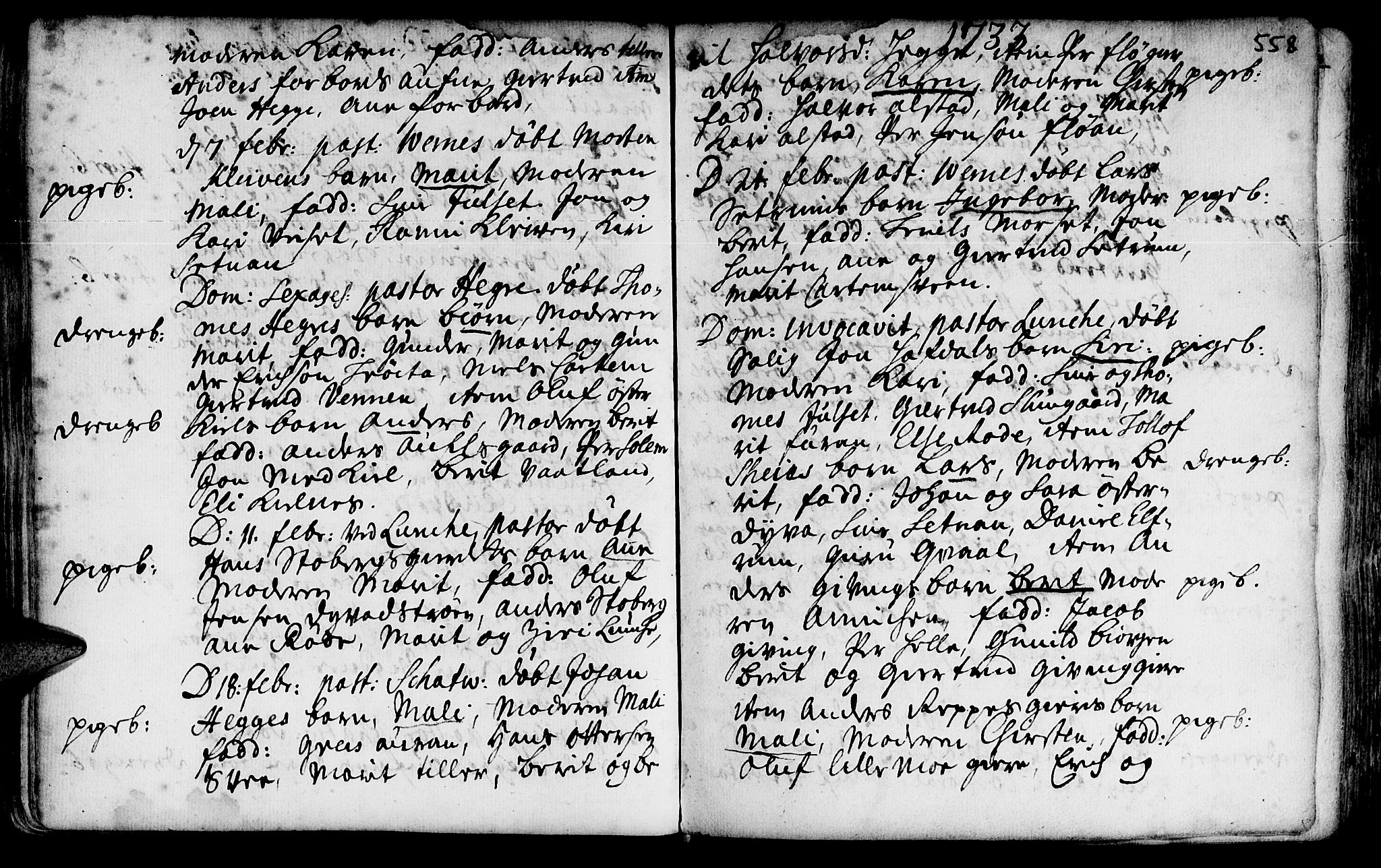 Ministerialprotokoller, klokkerbøker og fødselsregistre - Nord-Trøndelag, SAT/A-1458/709/L0055: Parish register (official) no. 709A03, 1730-1739, p. 557-558