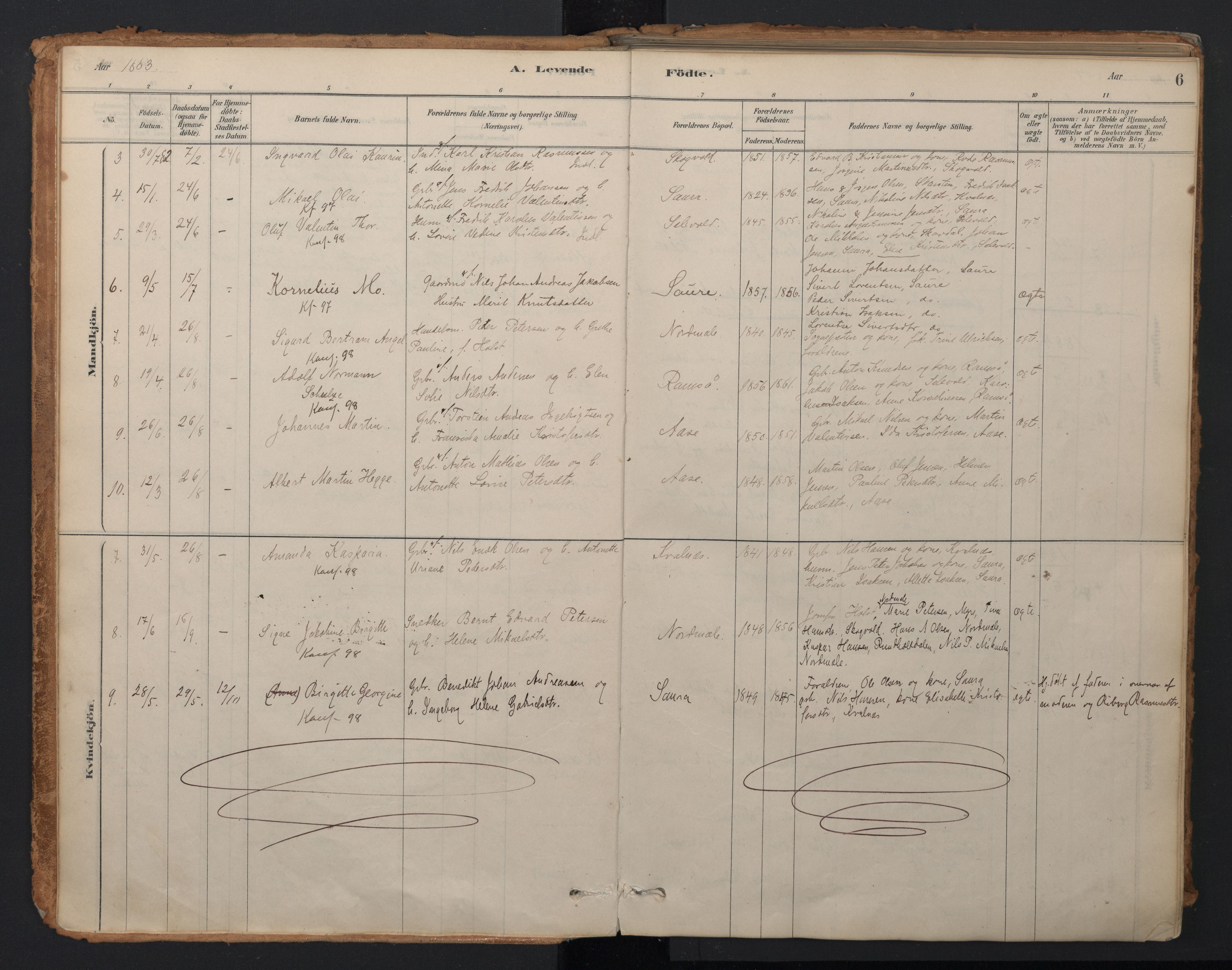 Ministerialprotokoller, klokkerbøker og fødselsregistre - Nordland, AV/SAT-A-1459/897/L1399: Parish register (official) no. 897A06, 1881-1896, p. 6