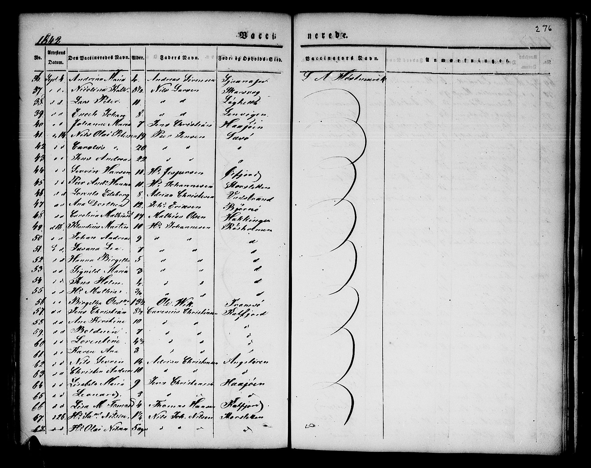 Lenvik sokneprestembete, SATØ/S-1310/H/Ha/Haa/L0004kirke: Parish register (official) no. 4, 1832-1844, p. 276