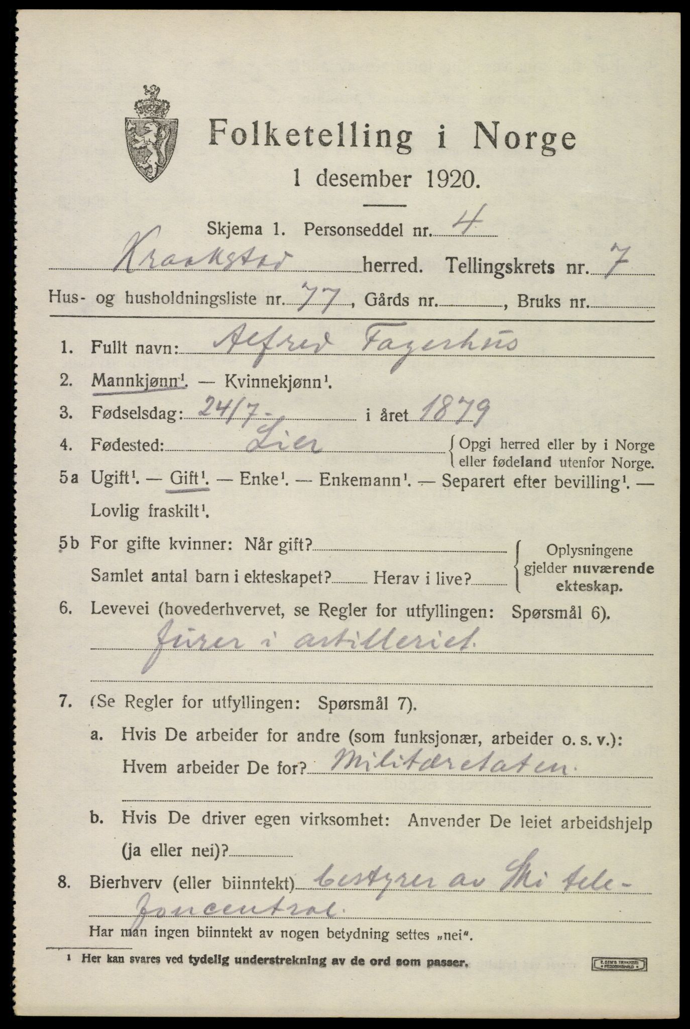 SAO, 1920 census for Kråkstad, 1920, p. 8147