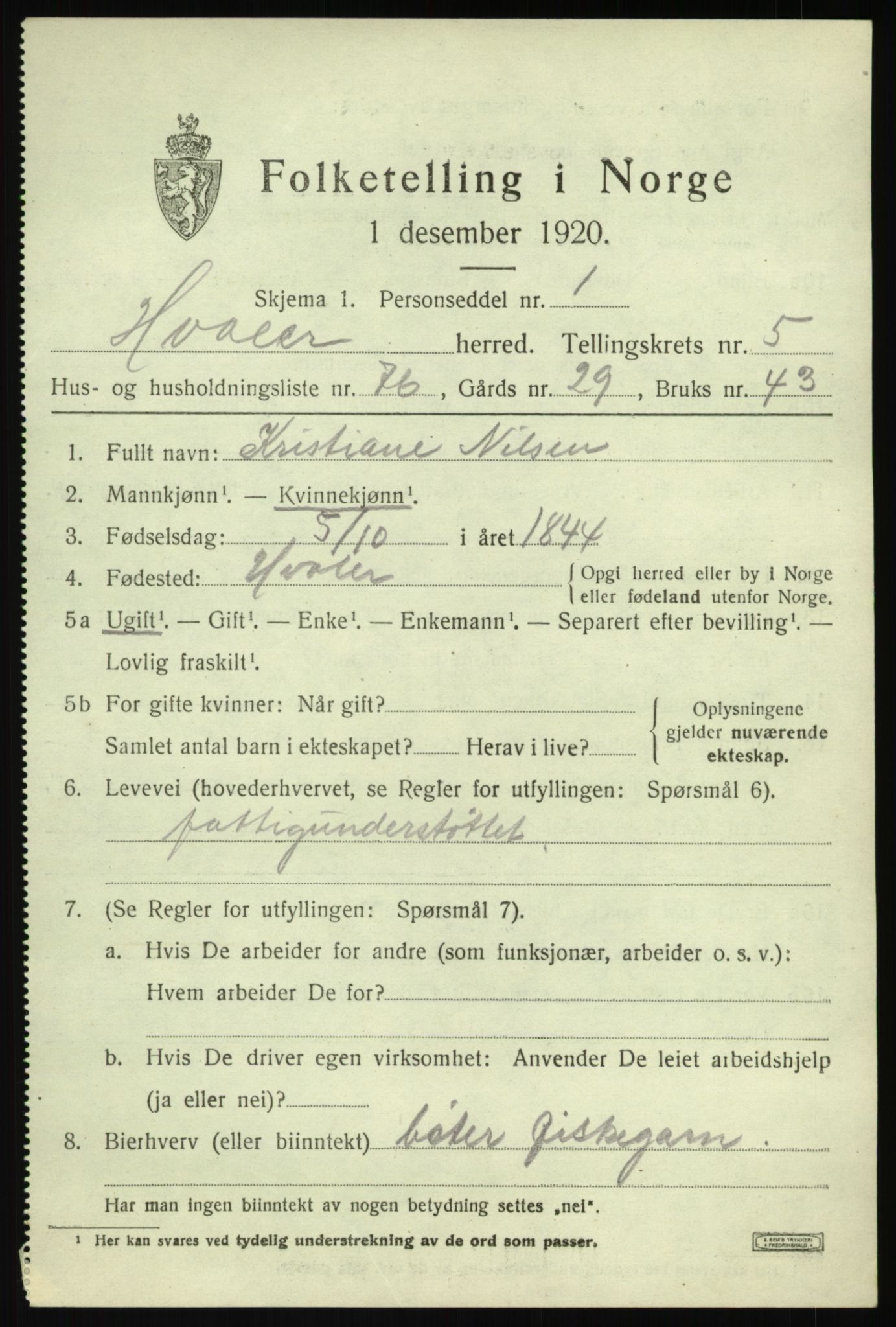 SAO, 1920 census for Hvaler, 1920, p. 5768