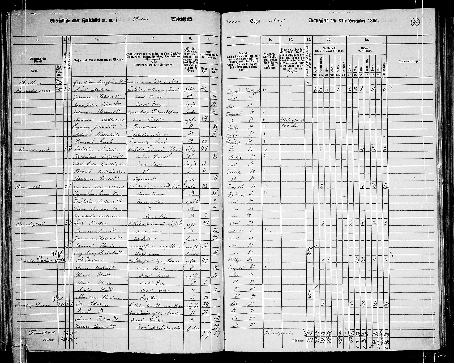 RA, 1865 census for Ås, 1865, p. 81