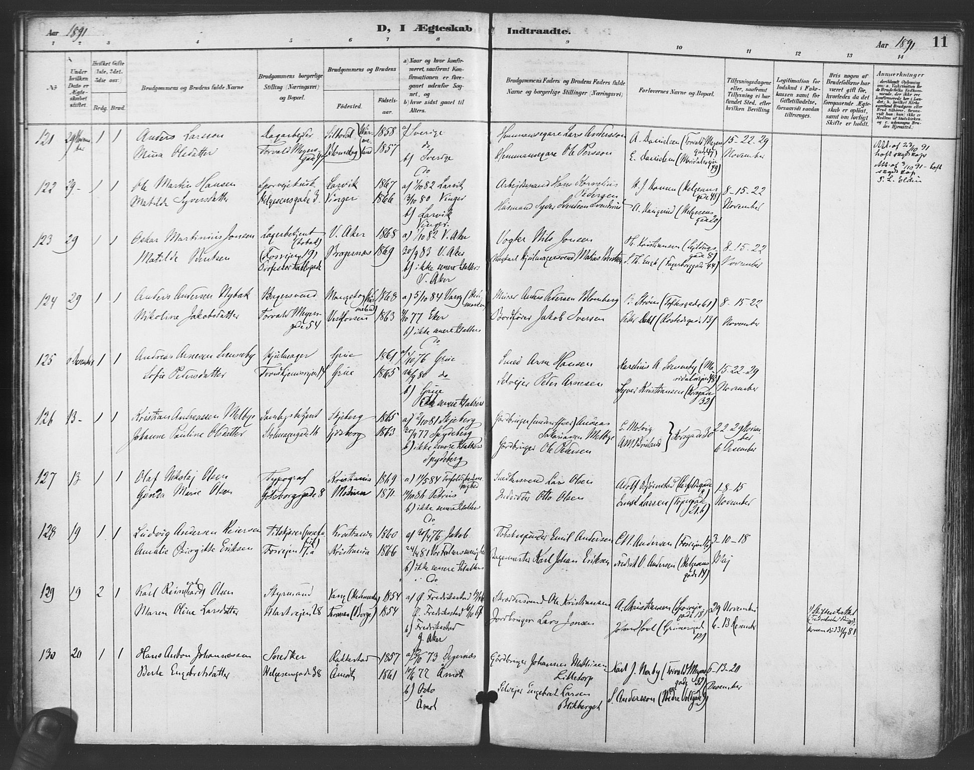 Paulus prestekontor Kirkebøker, AV/SAO-A-10871/F/Fa/L0009: Parish register (official) no. 9, 1891-1901, p. 11