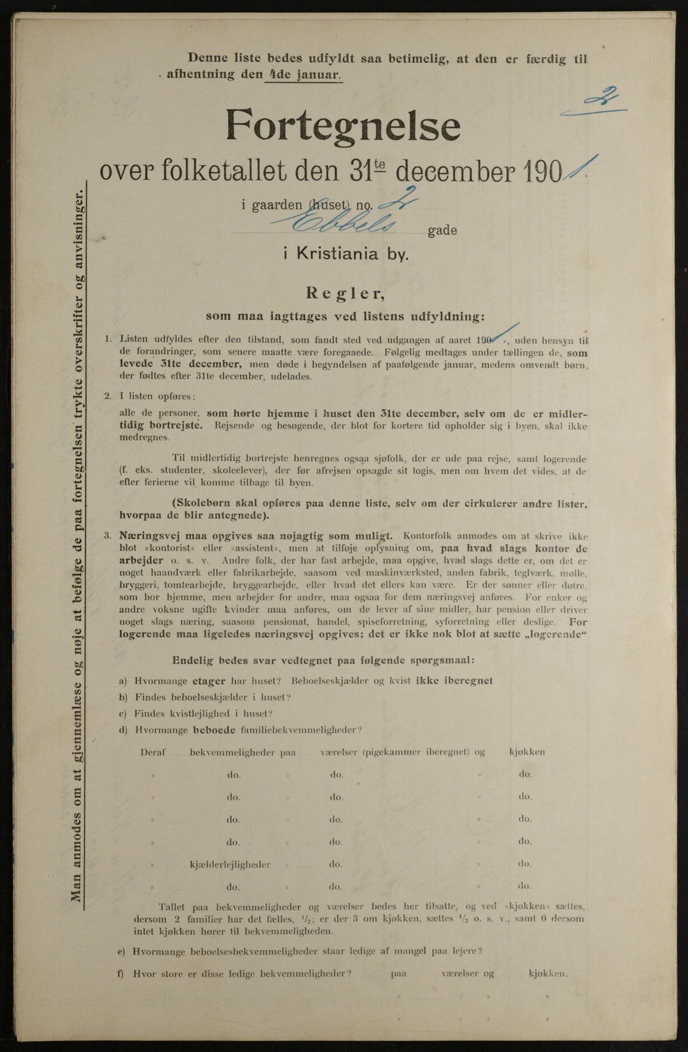 OBA, Municipal Census 1901 for Kristiania, 1901, p. 2932