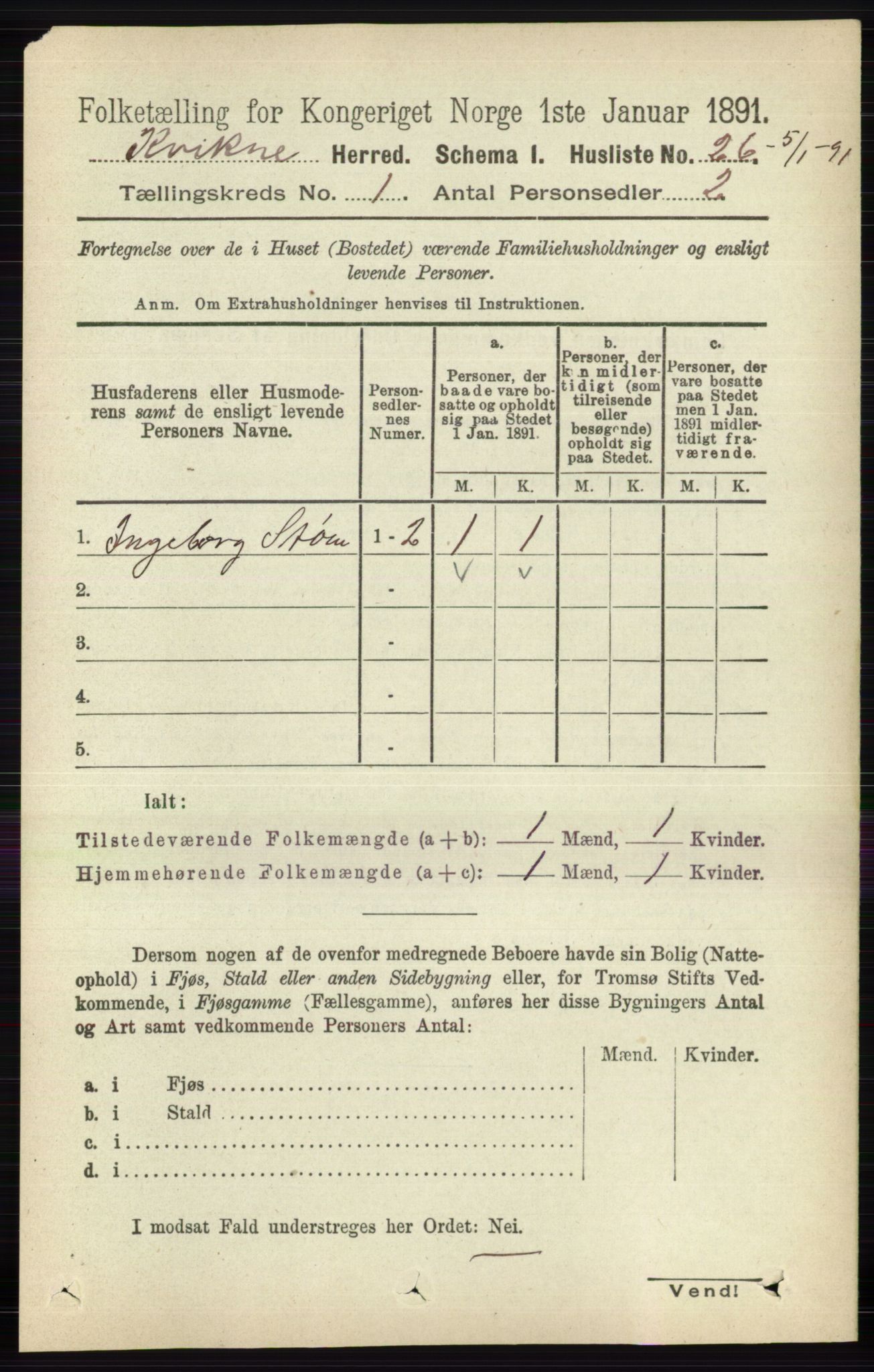 RA, 1891 census for 0440 Kvikne, 1891, p. 42