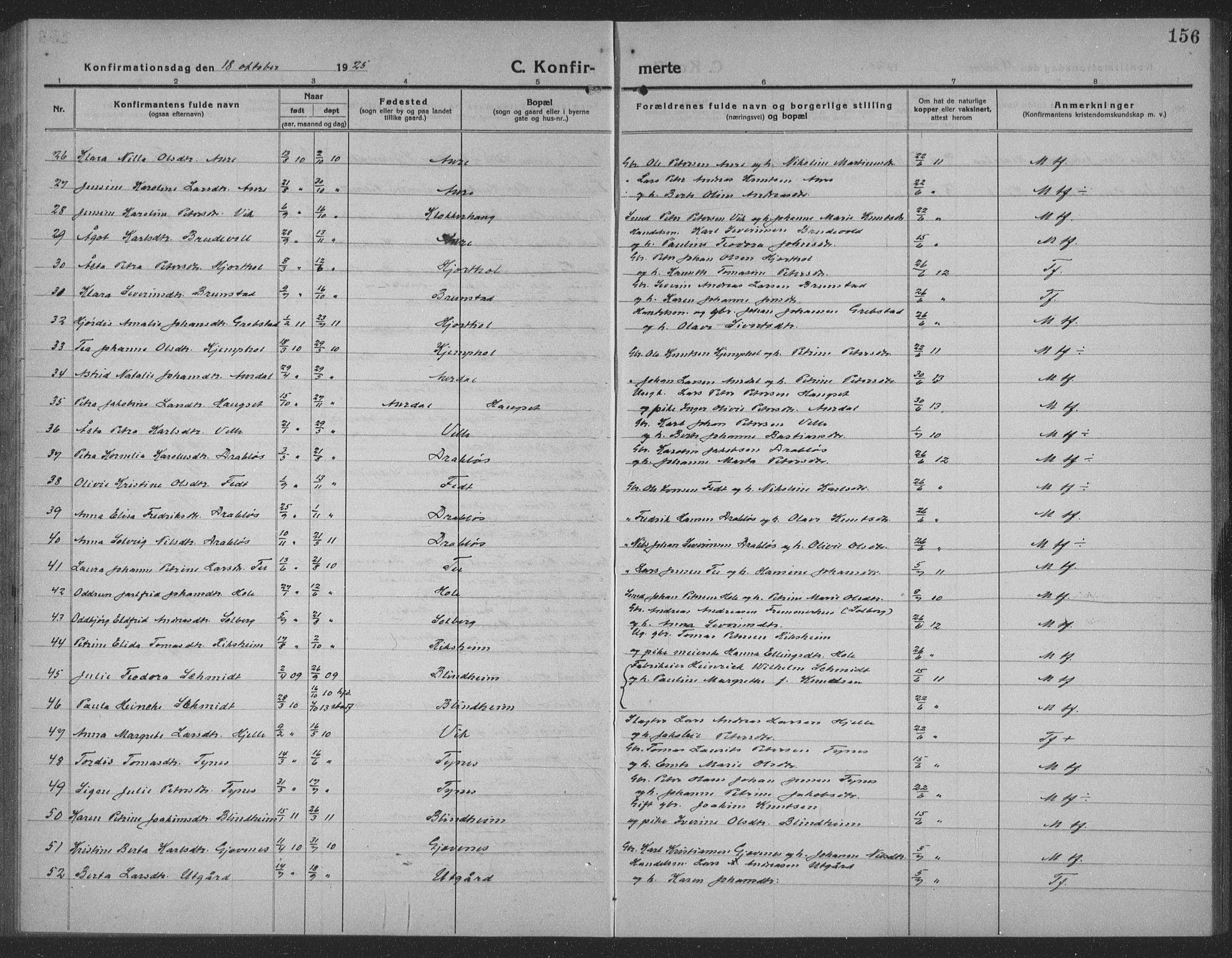 Ministerialprotokoller, klokkerbøker og fødselsregistre - Møre og Romsdal, AV/SAT-A-1454/523/L0342: Parish register (copy) no. 523C05, 1916-1937, p. 156