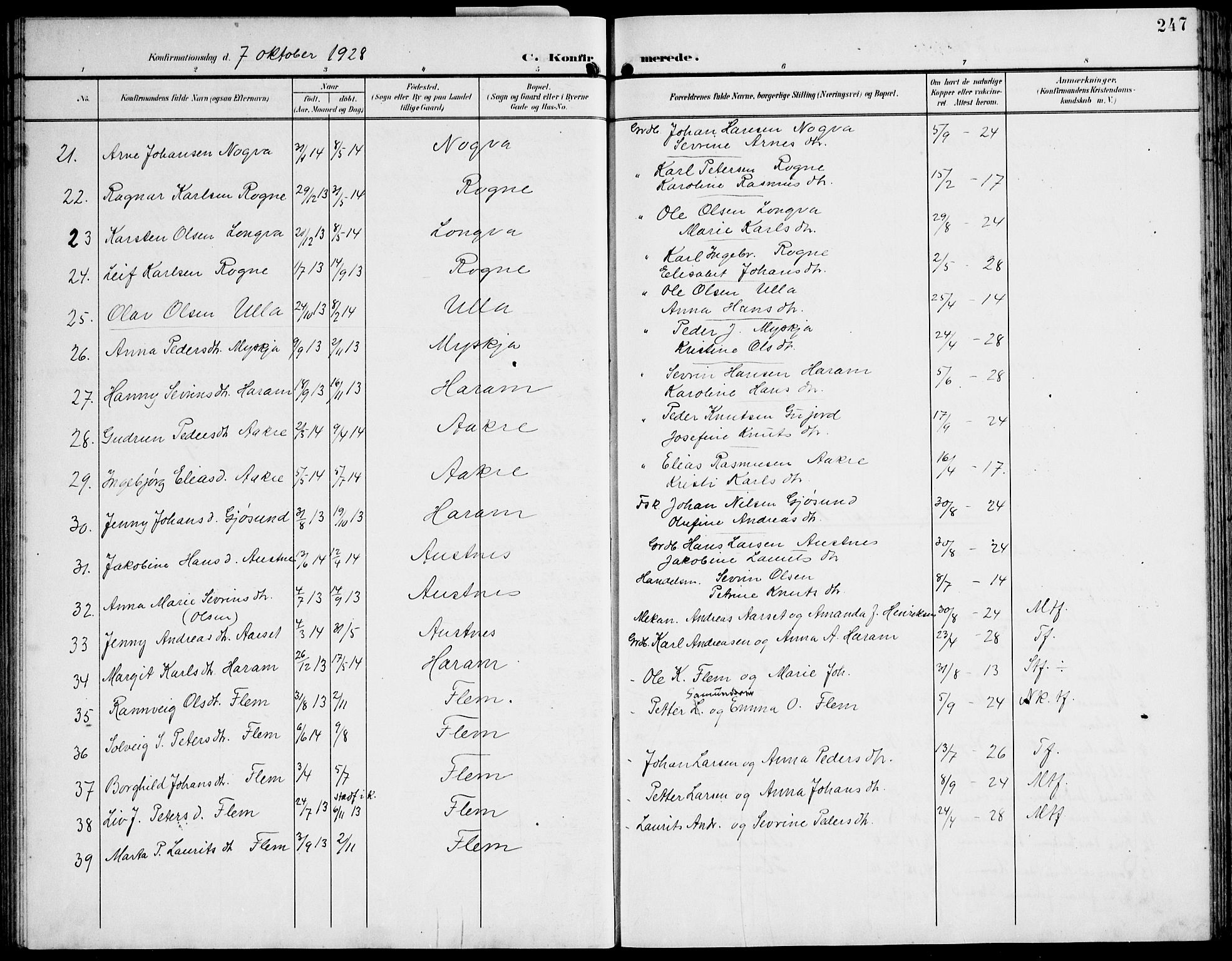 Ministerialprotokoller, klokkerbøker og fødselsregistre - Møre og Romsdal, AV/SAT-A-1454/536/L0511: Parish register (copy) no. 536C06, 1899-1944, p. 247