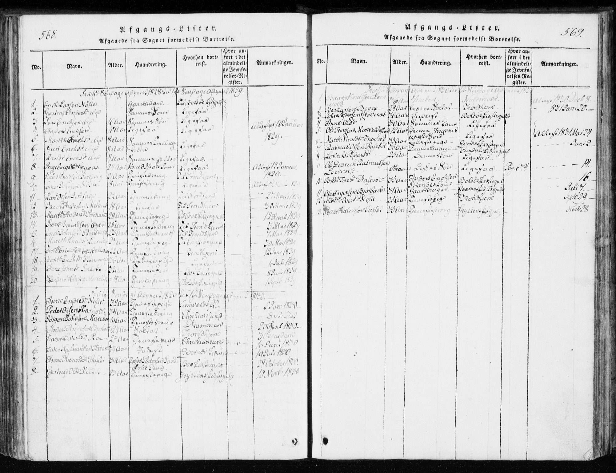 Ministerialprotokoller, klokkerbøker og fødselsregistre - Møre og Romsdal, SAT/A-1454/551/L0623: Parish register (official) no. 551A03, 1818-1831, p. 568-569