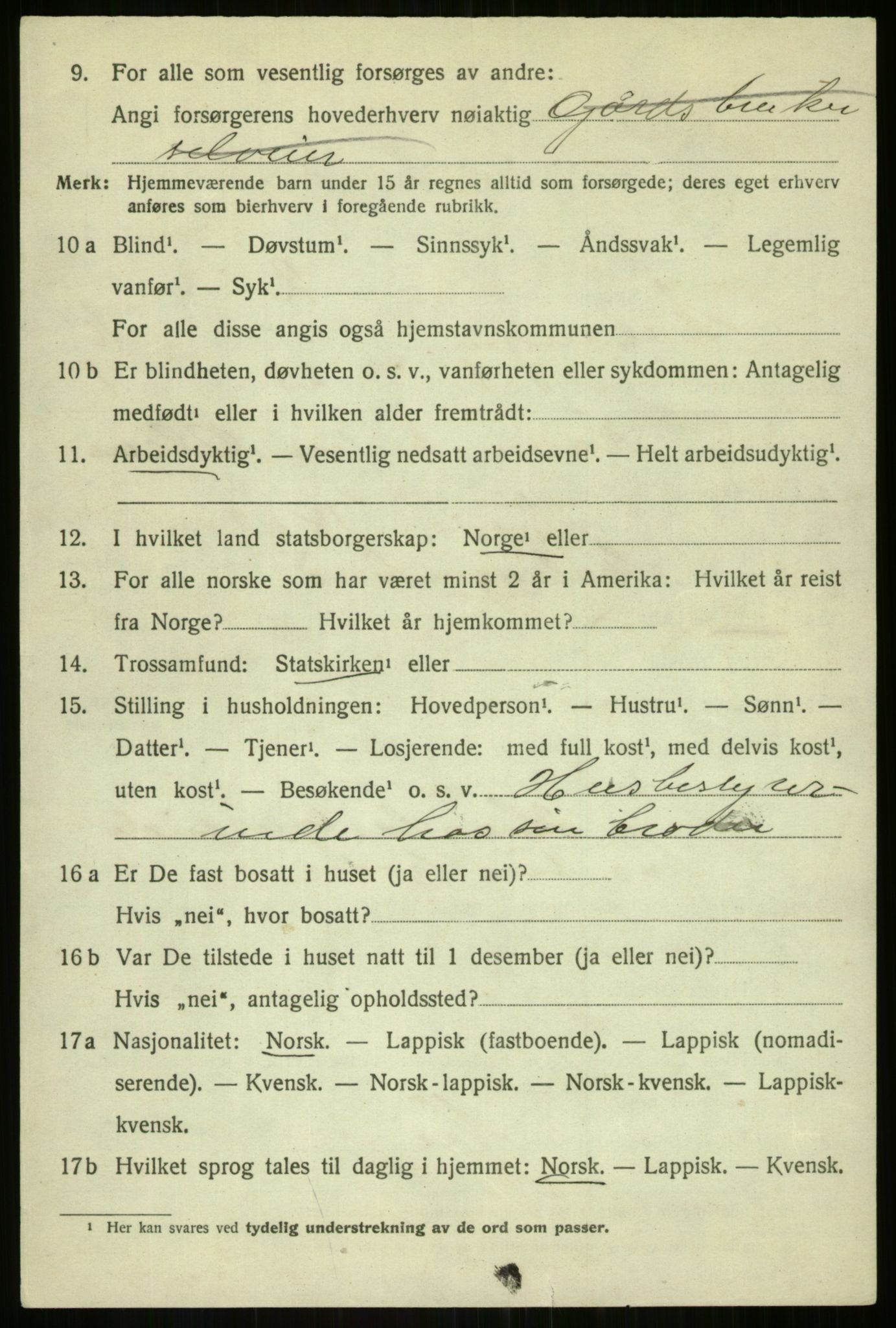 SATØ, 1920 census for Malangen, 1920, p. 3862