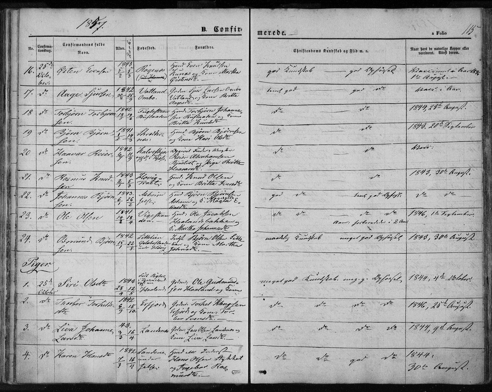 Jelsa sokneprestkontor, AV/SAST-A-101842/01/IV: Parish register (official) no. A 7, 1854-1866, p. 115