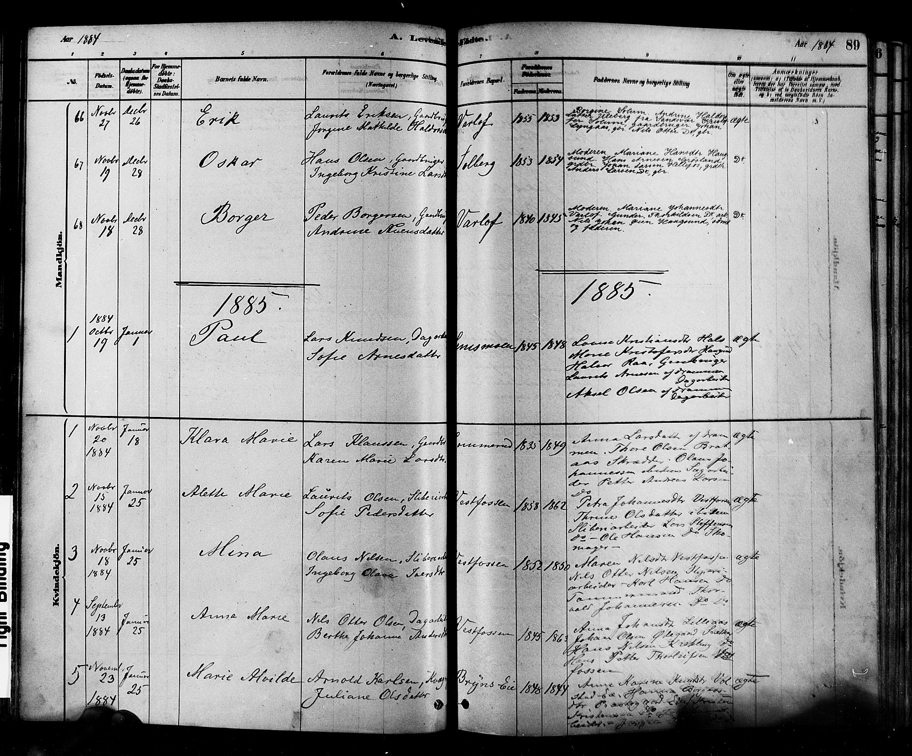 Eiker kirkebøker, SAKO/A-4/F/Fb/L0001: Parish register (official) no. II 1, 1878-1888, p. 89