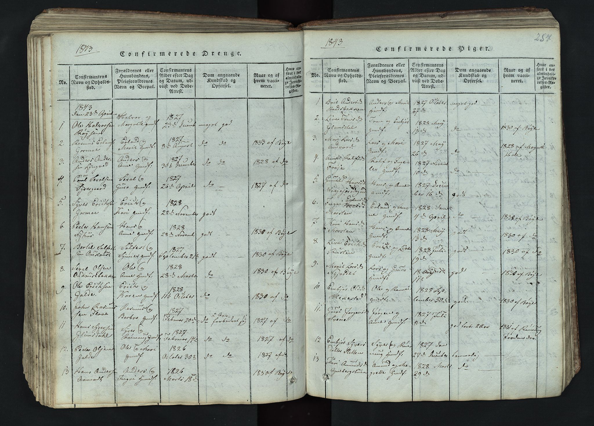 Lom prestekontor, SAH/PREST-070/L/L0002: Parish register (copy) no. 2, 1815-1844, p. 257
