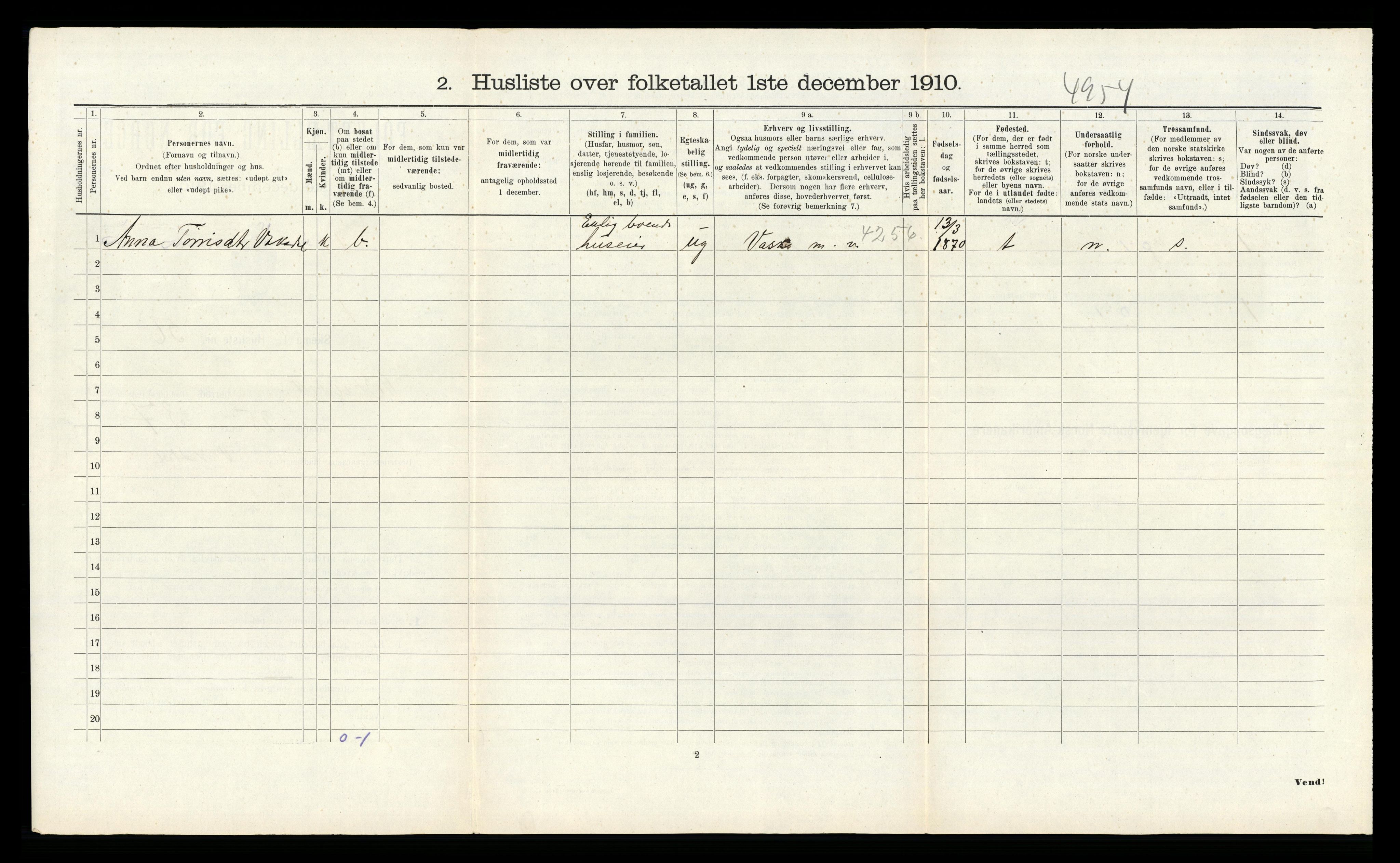 RA, 1910 census for Bruvik, 1910, p. 377