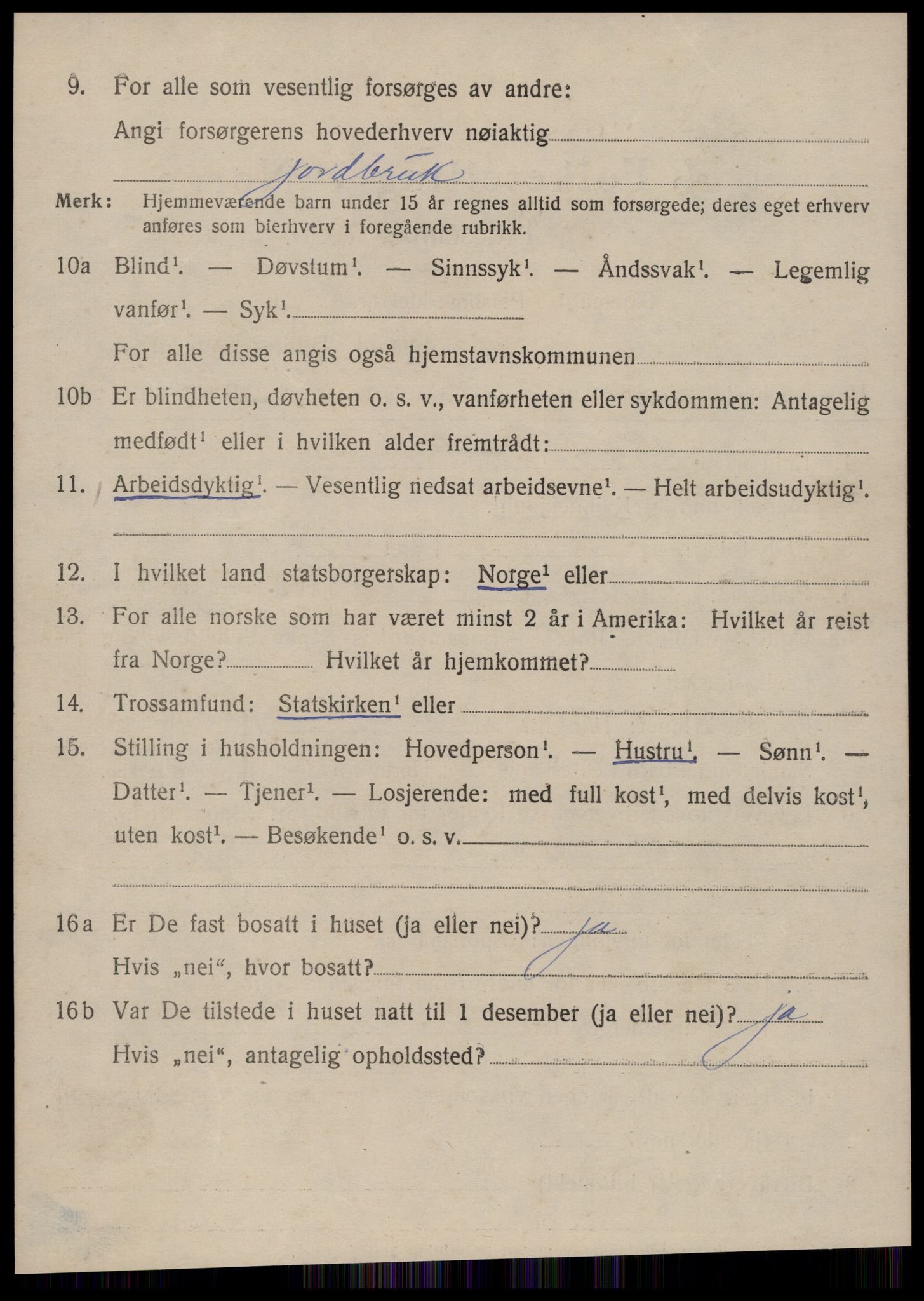 SAT, 1920 census for Sunnylven, 1920, p. 3653