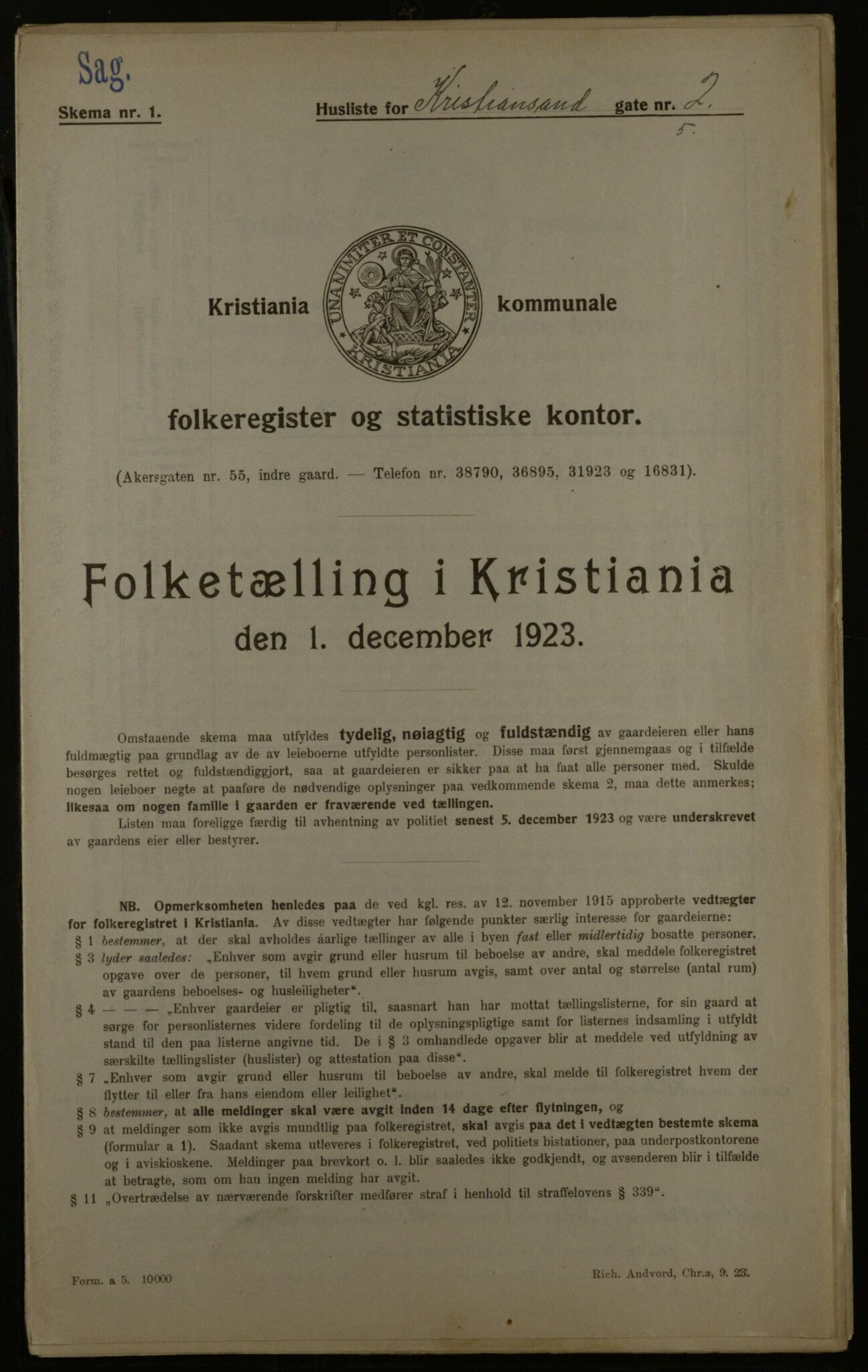 OBA, Municipal Census 1923 for Kristiania, 1923, p. 60832