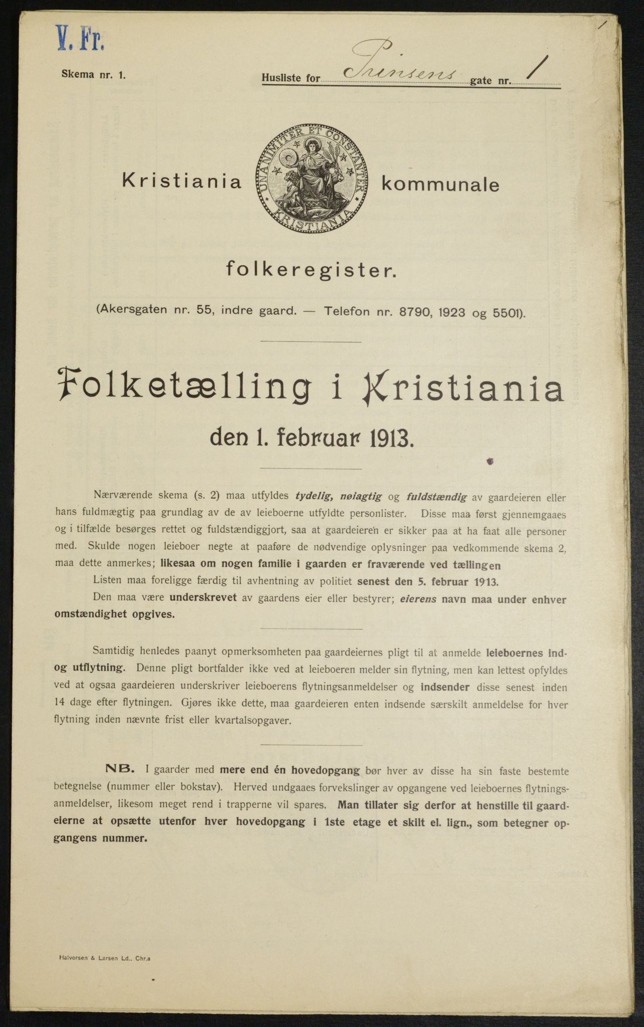 OBA, Municipal Census 1913 for Kristiania, 1913, p. 81305