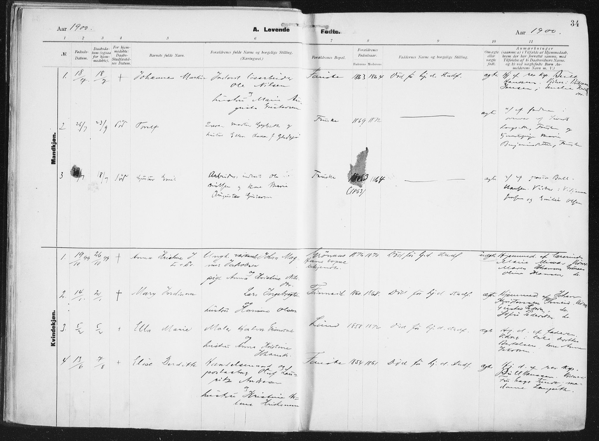 Ministerialprotokoller, klokkerbøker og fødselsregistre - Nordland, AV/SAT-A-1459/849/L0696: Parish register (official) no. 849A08, 1898-1910, p. 34